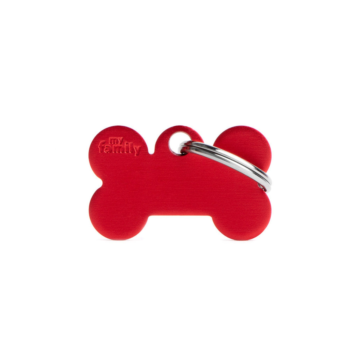 MyFamily Medaglietta per Cani Personalizzabile Osso Basic Alluminio Rossa