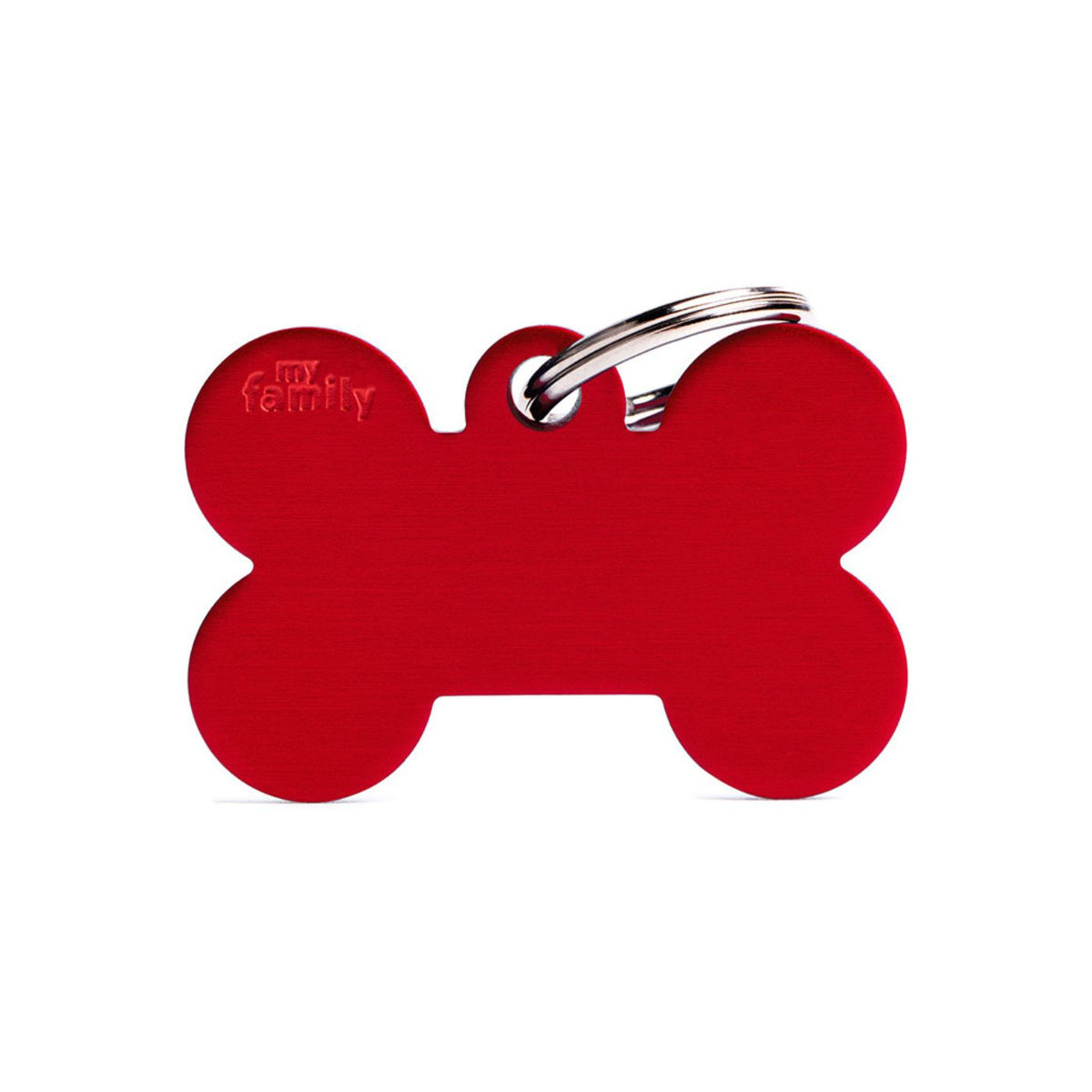 MyFamily Medaglietta per Cani Personalizzabile Osso Basic Alluminio Rossa