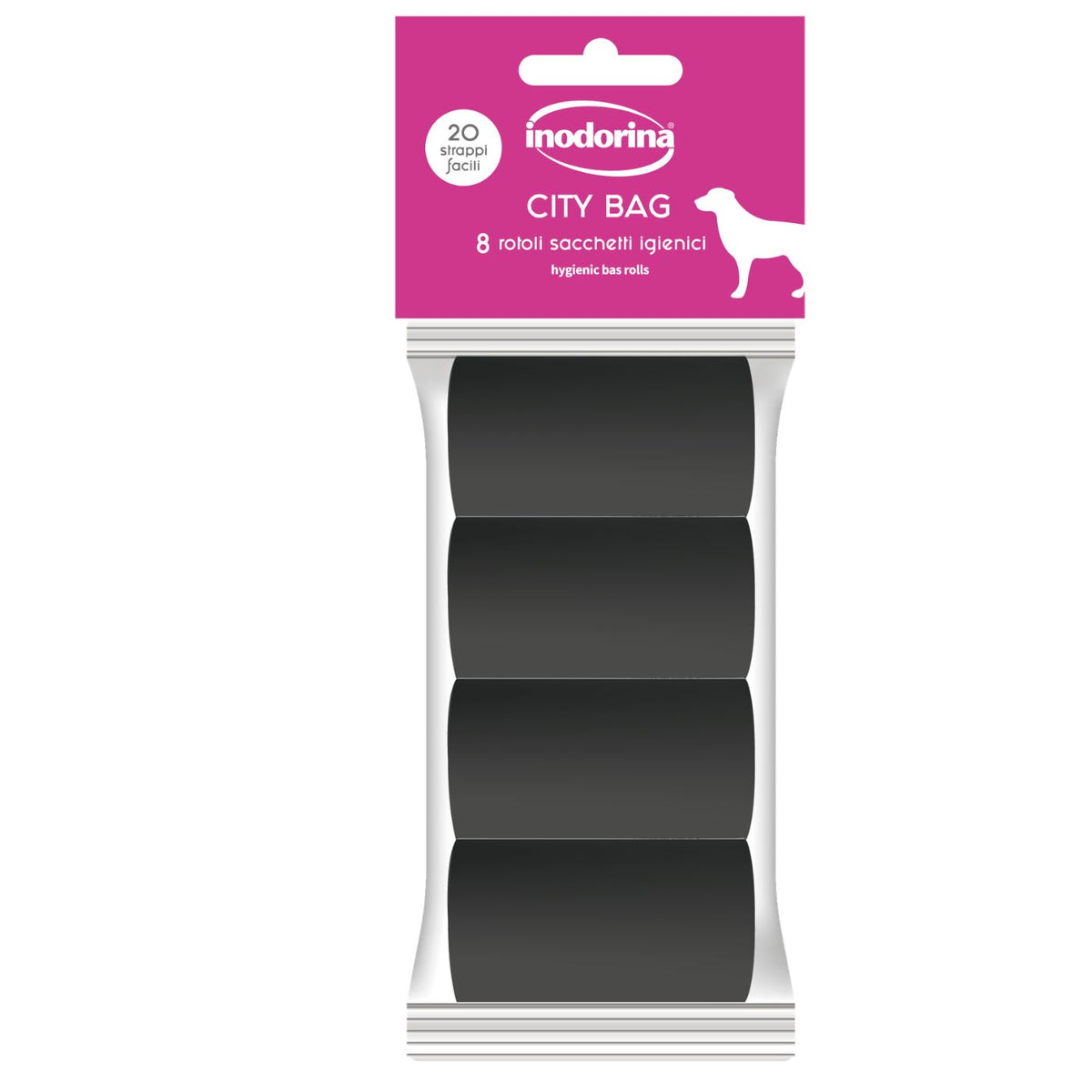 Inodorina Sacchetti Igienici City Bag Nero 8 Rotoli da 20 Sacchetti