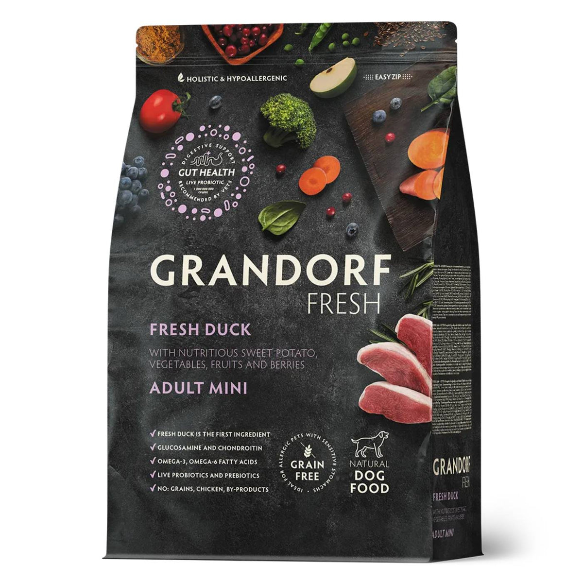 Grandorf Fresh Duck Adult Mini Breeds con Carne Fresca di Anatra e Patate Dolci per Cani Adulti di Piccola Taglia