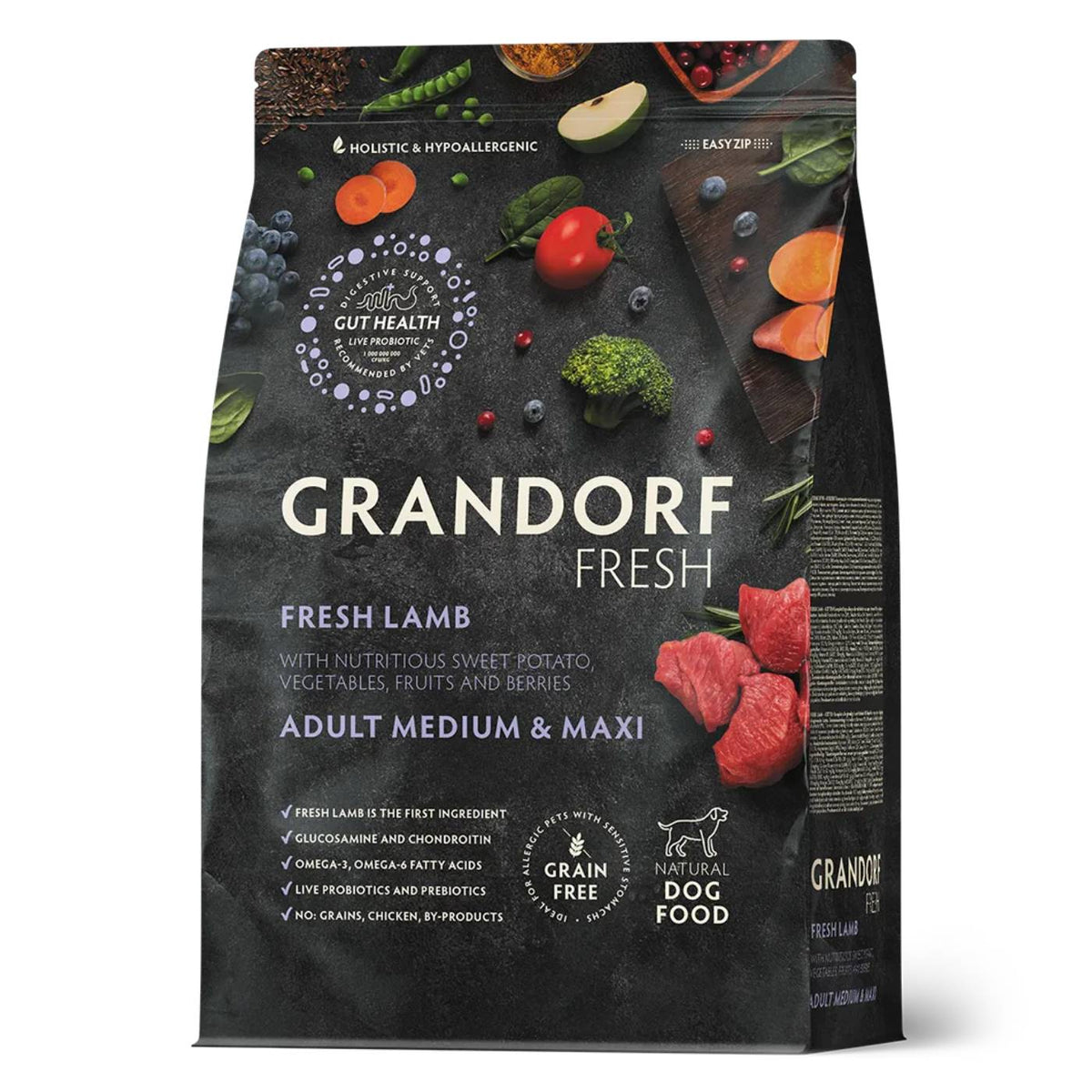 Grandorf Fresh Adult Medium &amp; Maxi Breeds con Carne Fresca di Agnello e Patata Dolce per Cani Adulti