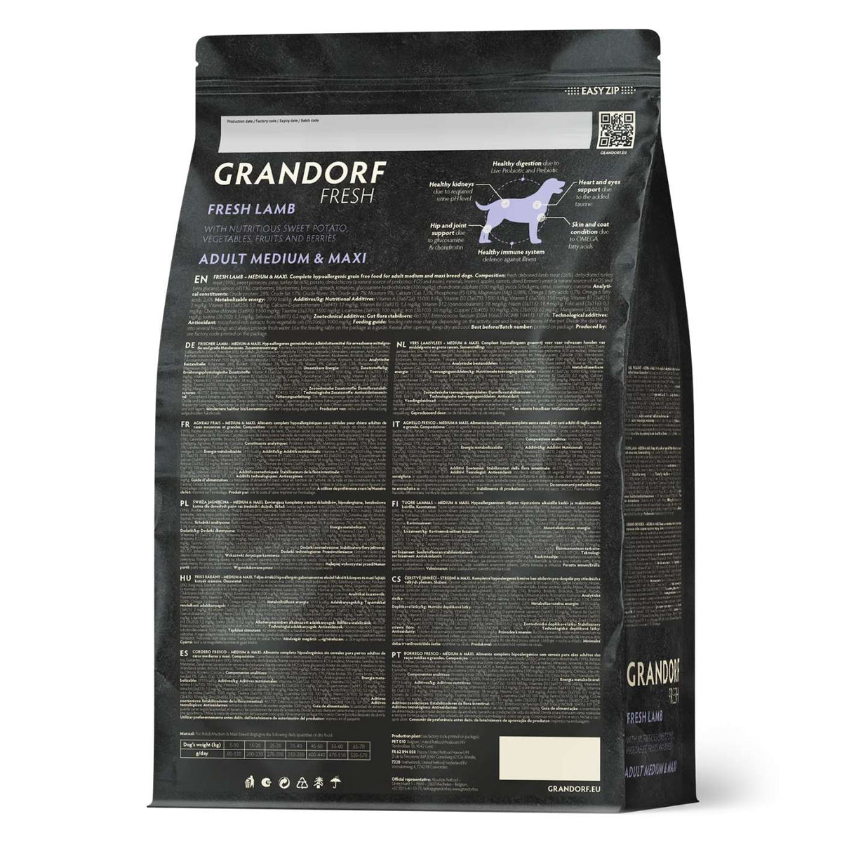 Grandorf Fresh Adult Medium &amp; Maxi Breeds con Carne Fresca di Agnello e Patata Dolce per Cani Adulti