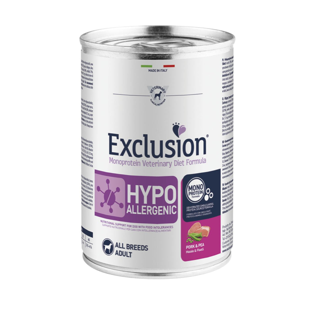 Exclusion Diet Hypoallergenic Maiale e Piselli Alimento Umido Monoproteico per Cani