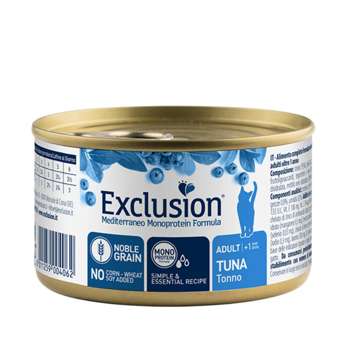 Exclusion Mediterraneo Monoproteico Noble Grain Cat Adult Tonno Alimento Umido per Gatti Adulti 85 g