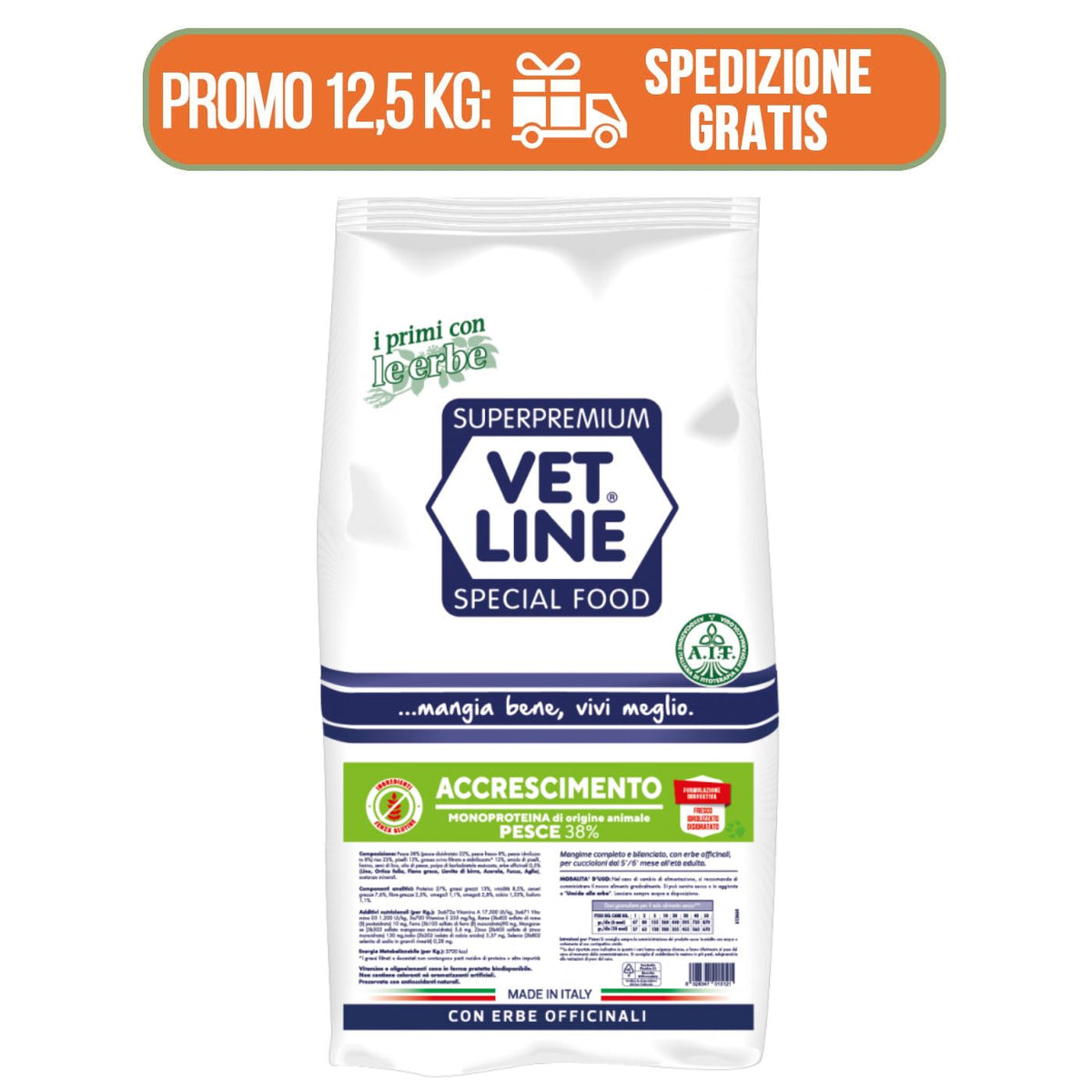 Vet Line Accrescimento Pesce per Cuccioli Monoproteico