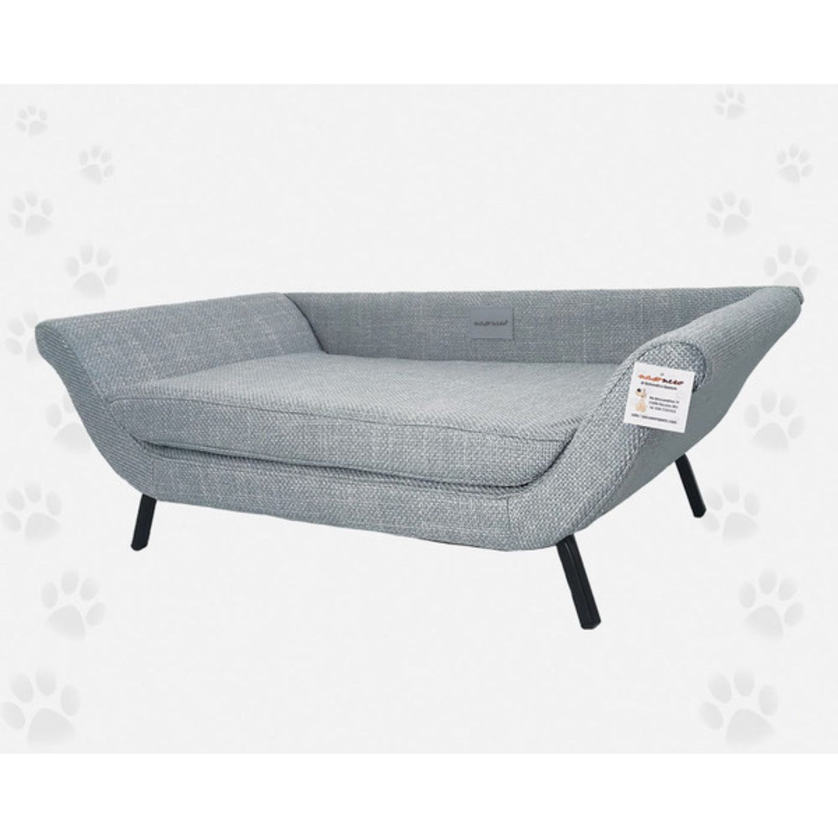 Nasonero Divanetto in Lino per Gatti e Cani di Piccola Taglia Grigio 81 x 45 h. 28 cm