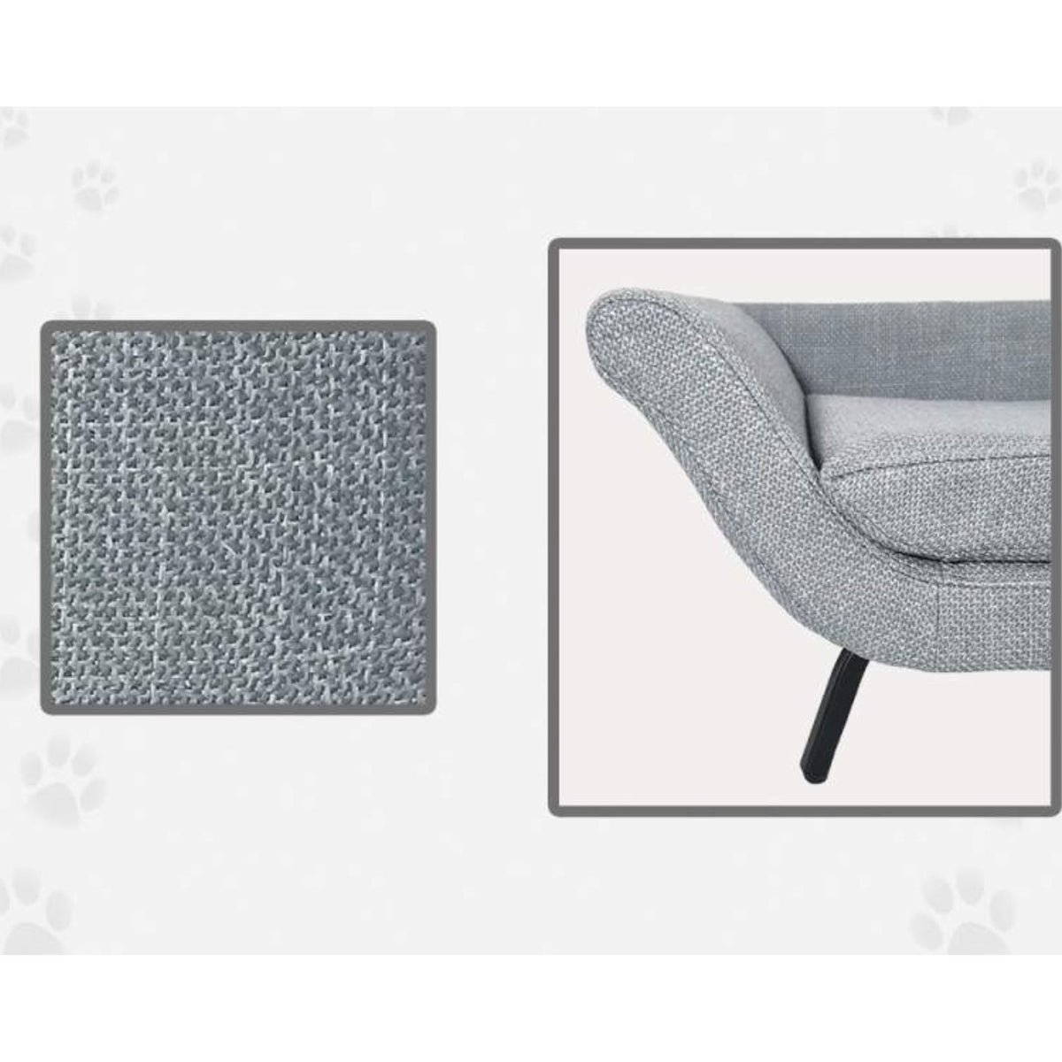 Nasonero Divanetto in Lino per Gatti e Cani di Piccola Taglia Grigio 81 x 45 h. 28 cm