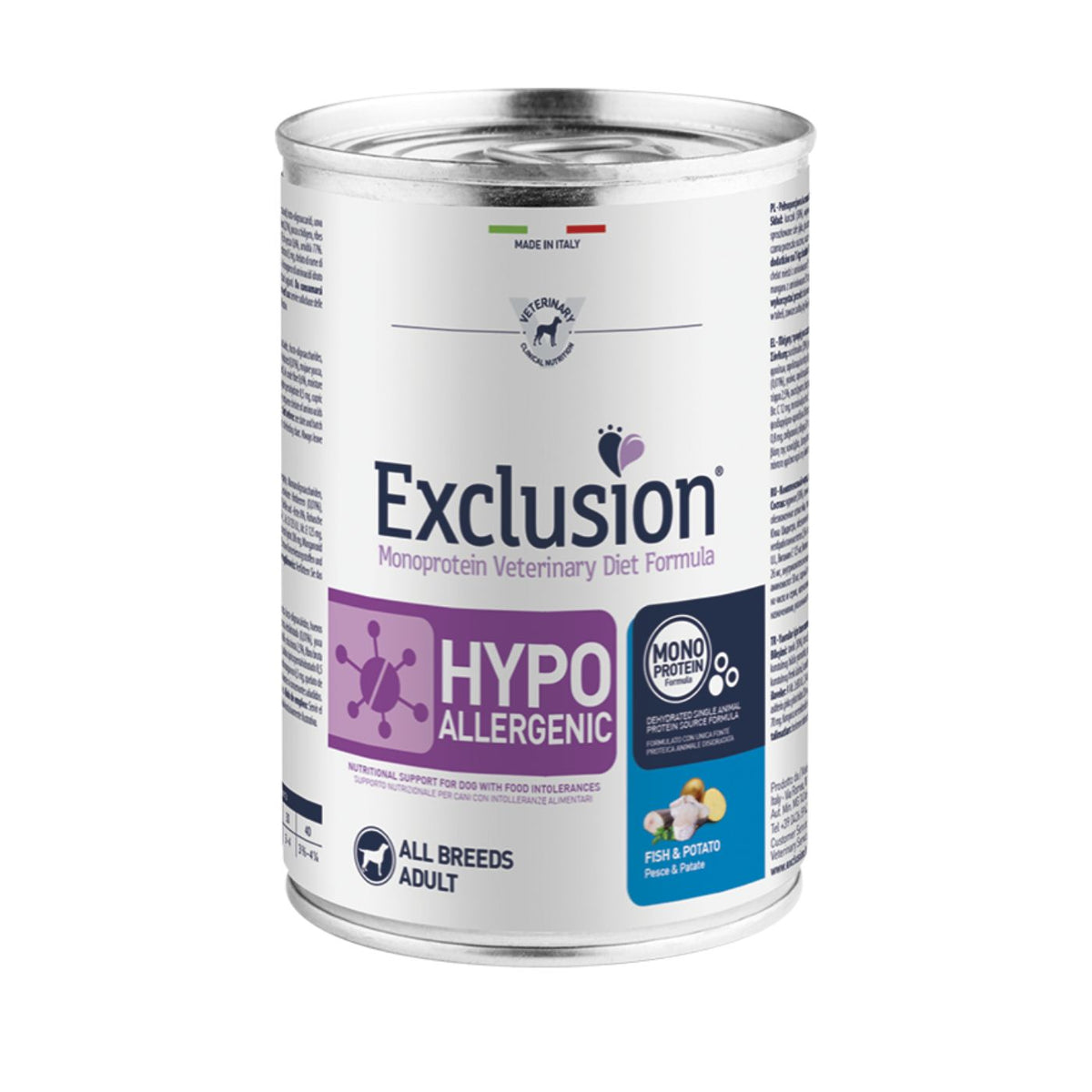 Exclusion Diet Hypoallergenic Pesce e Patate Alimento Umido Monoproteico per Cani