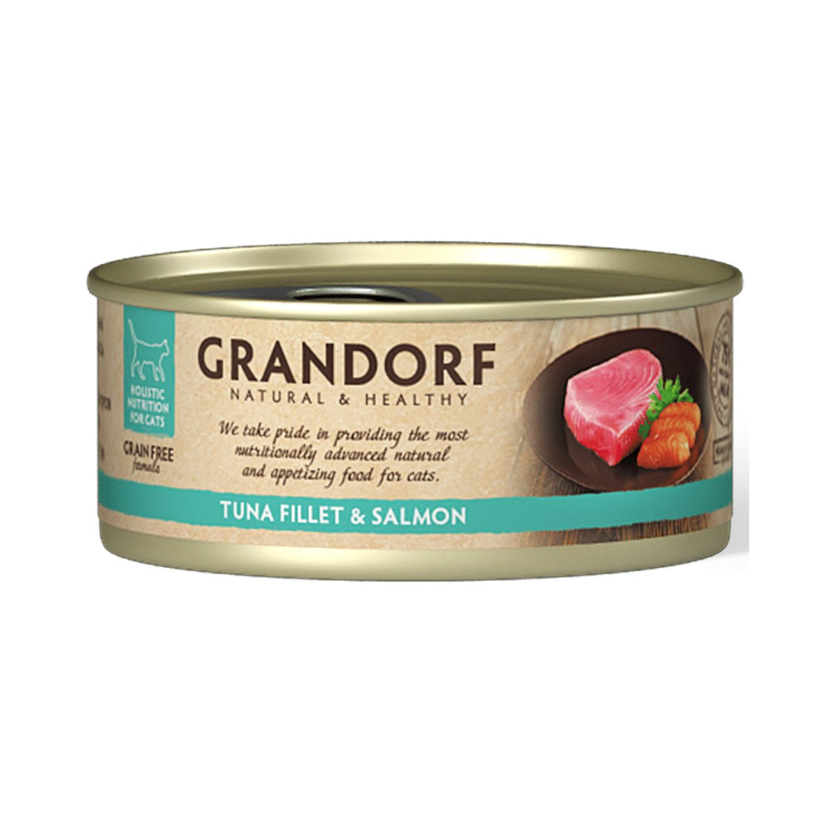 Grandorf Alimento Umido per Gatti Filetti di Tonno e Salmone 70 g