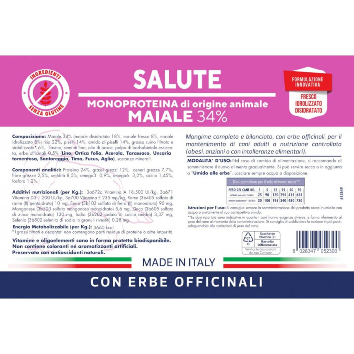 Vet Line Linea Salute Maiale per Cani Adulti VetLine
