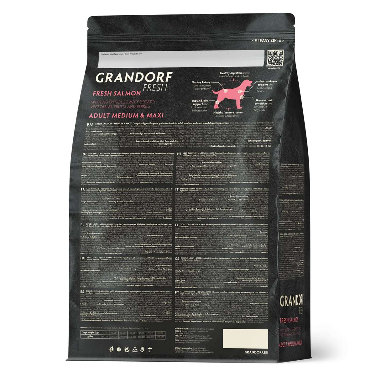 Grandorf Fresh Adult Medium &amp; Maxi Breeds con Filetti di Salmone Fresco e Patata Dolce per Cani Adulti