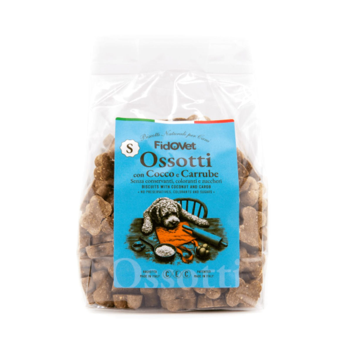 SCADENZA 10/2026 - Fidovet Biscotti Naturali per Cani Ossotti SMALL Cocco e Carrube 300 g
