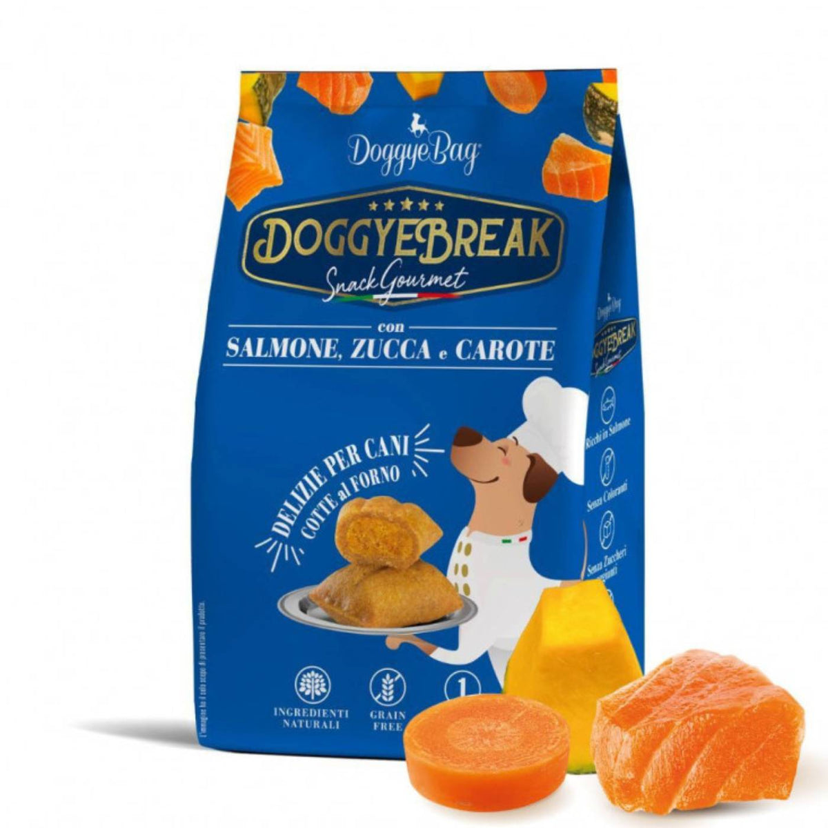 DoggyeBag Doggyebreak Snack per Cani Ripieni con Salmone Zucca e Carote per Cani