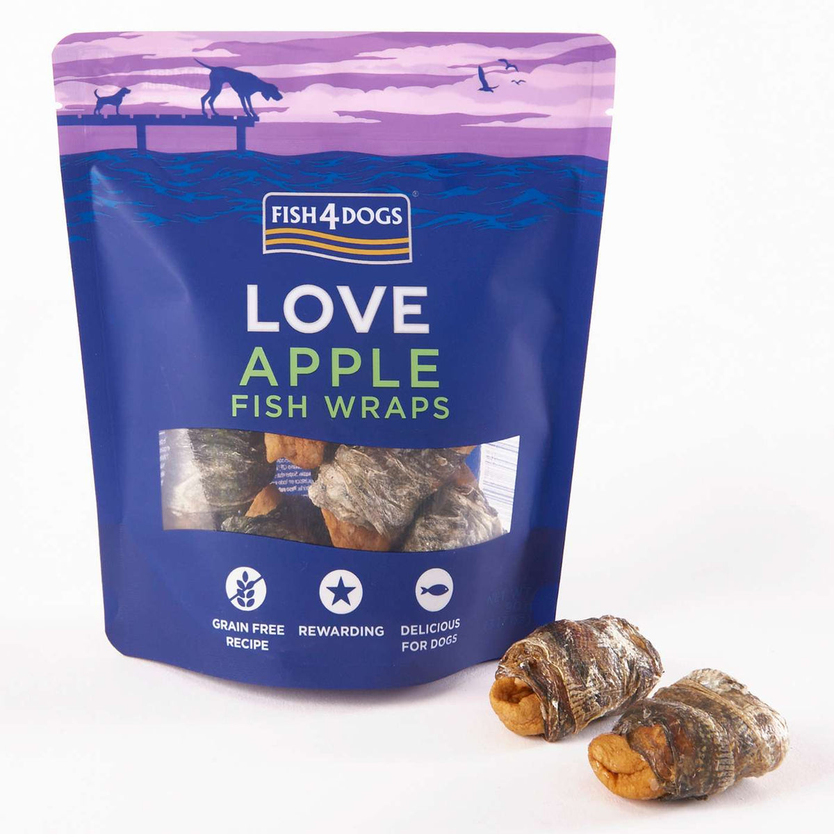 Fish4Dogs Love Apple Fish Wraps Premi per Cani 90 g