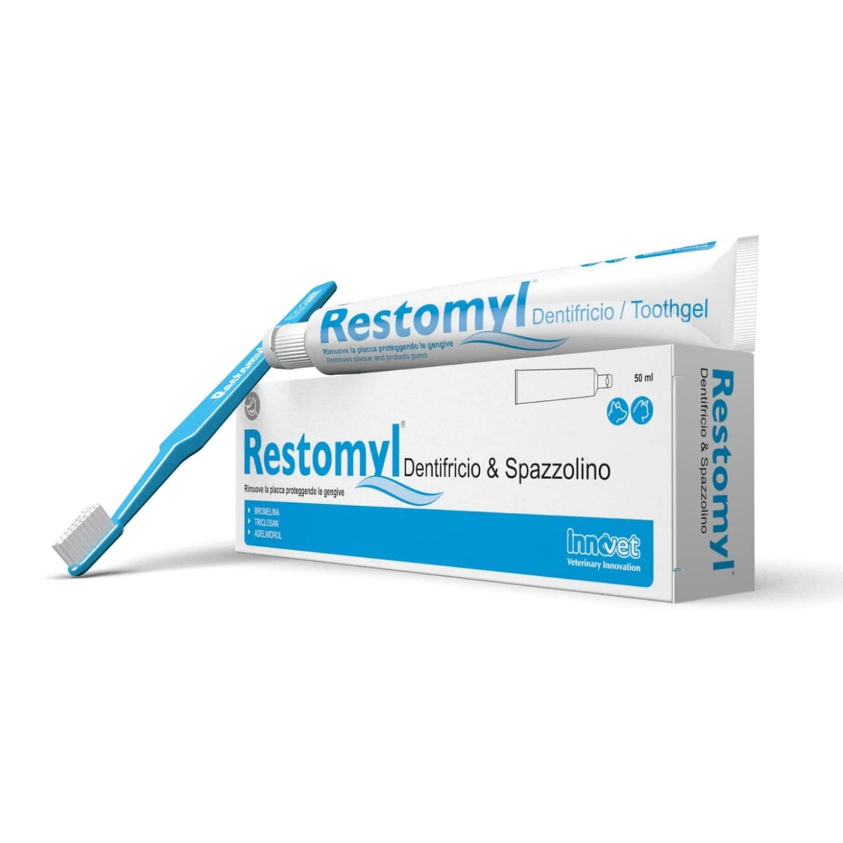 Restomyl Dentifricio con Spazzolino Extra Soft per Cani e Gatti Innovet