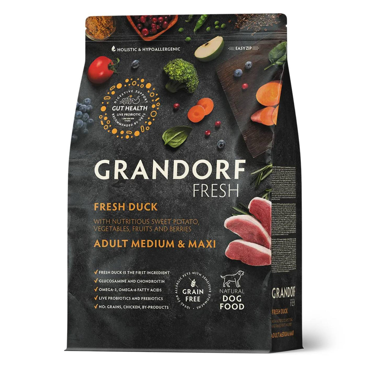 Grandorf Fresh Adult Medium &amp; Maxi Breeds con Carne Fresca di Anatra e Patata Dolce per Cani Adulti