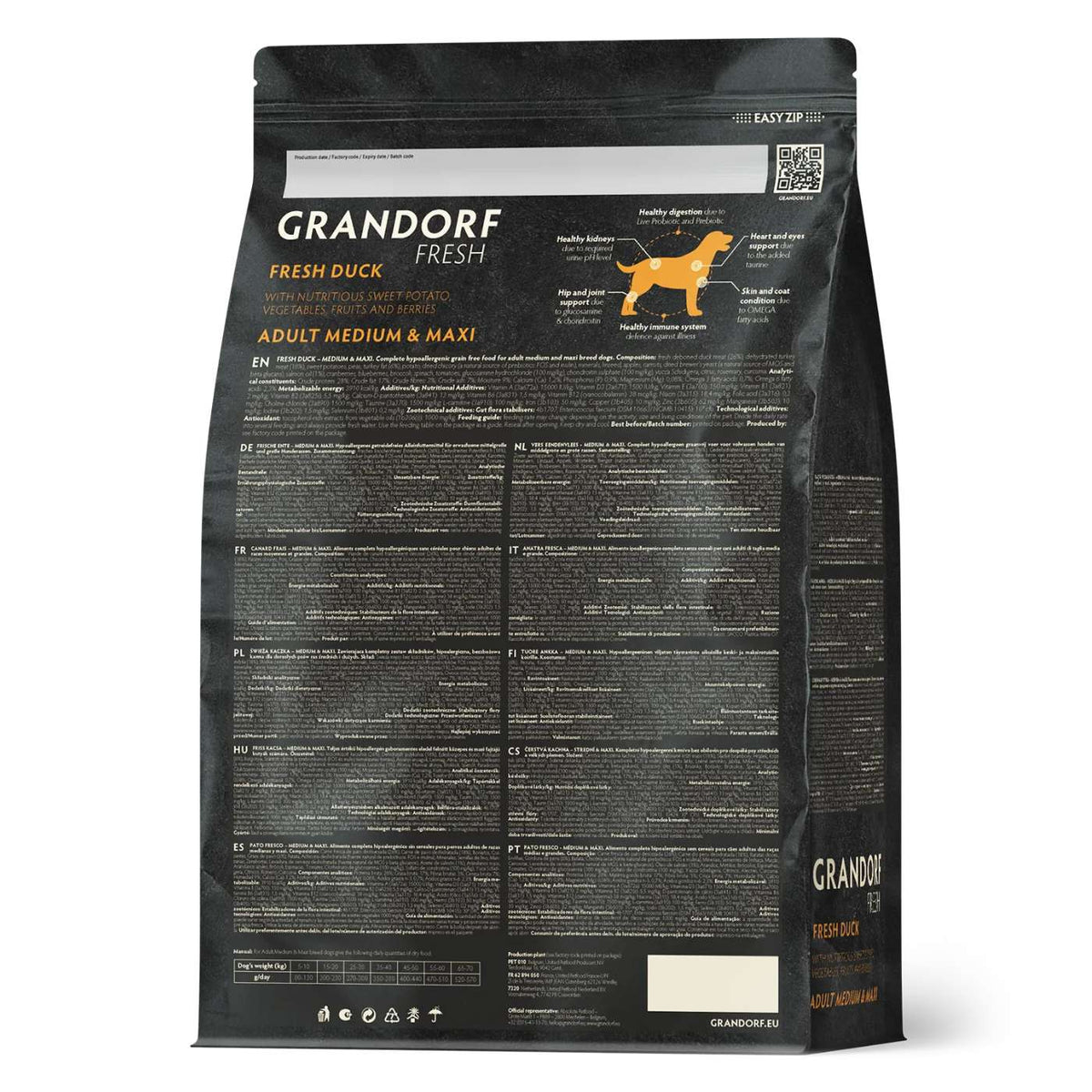 Grandorf Fresh Adult Medium &amp; Maxi Breeds con Carne Fresca di Anatra e Patata Dolce per Cani Adulti