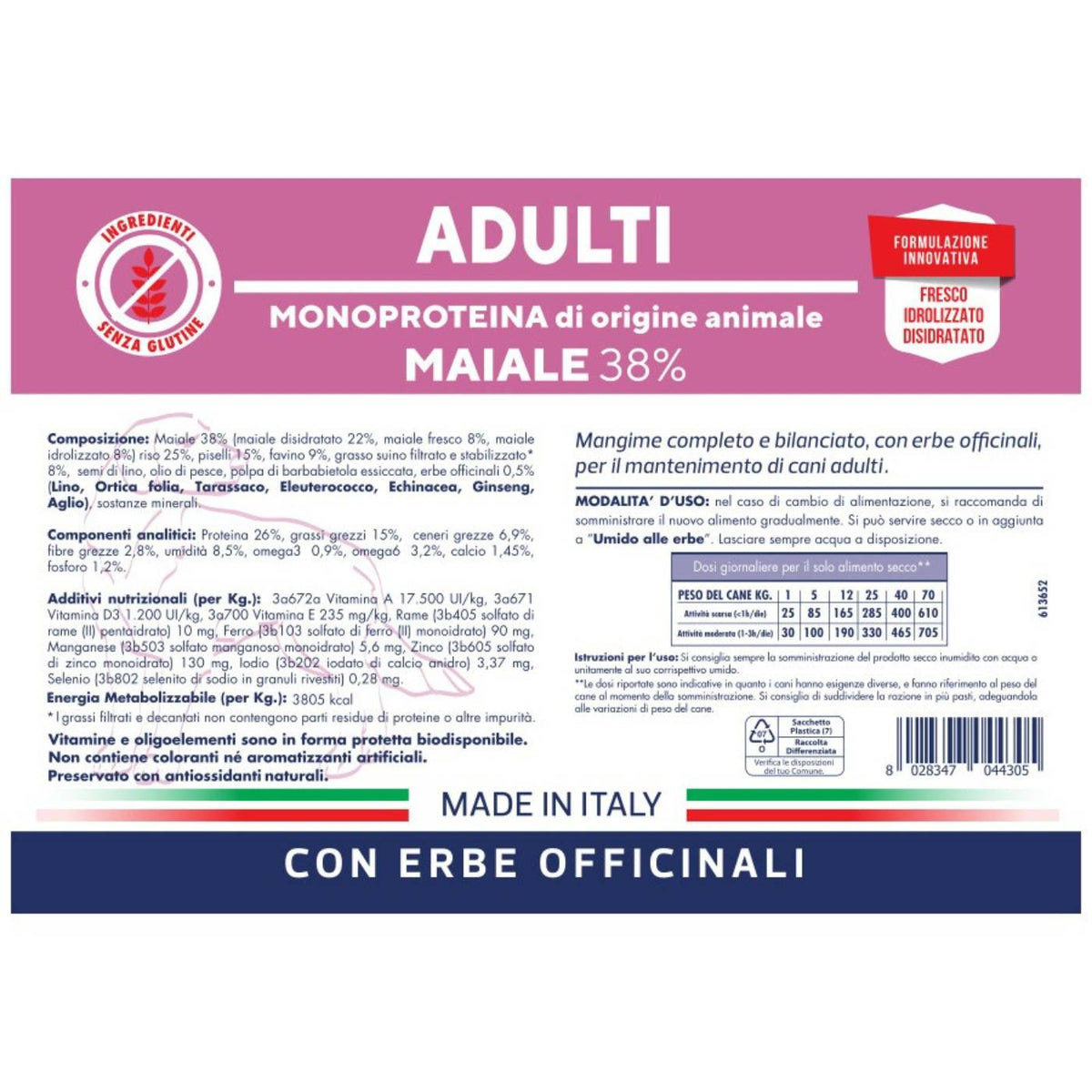 Vet Line Maiale per Cani Adulti Monoproteico VetLine