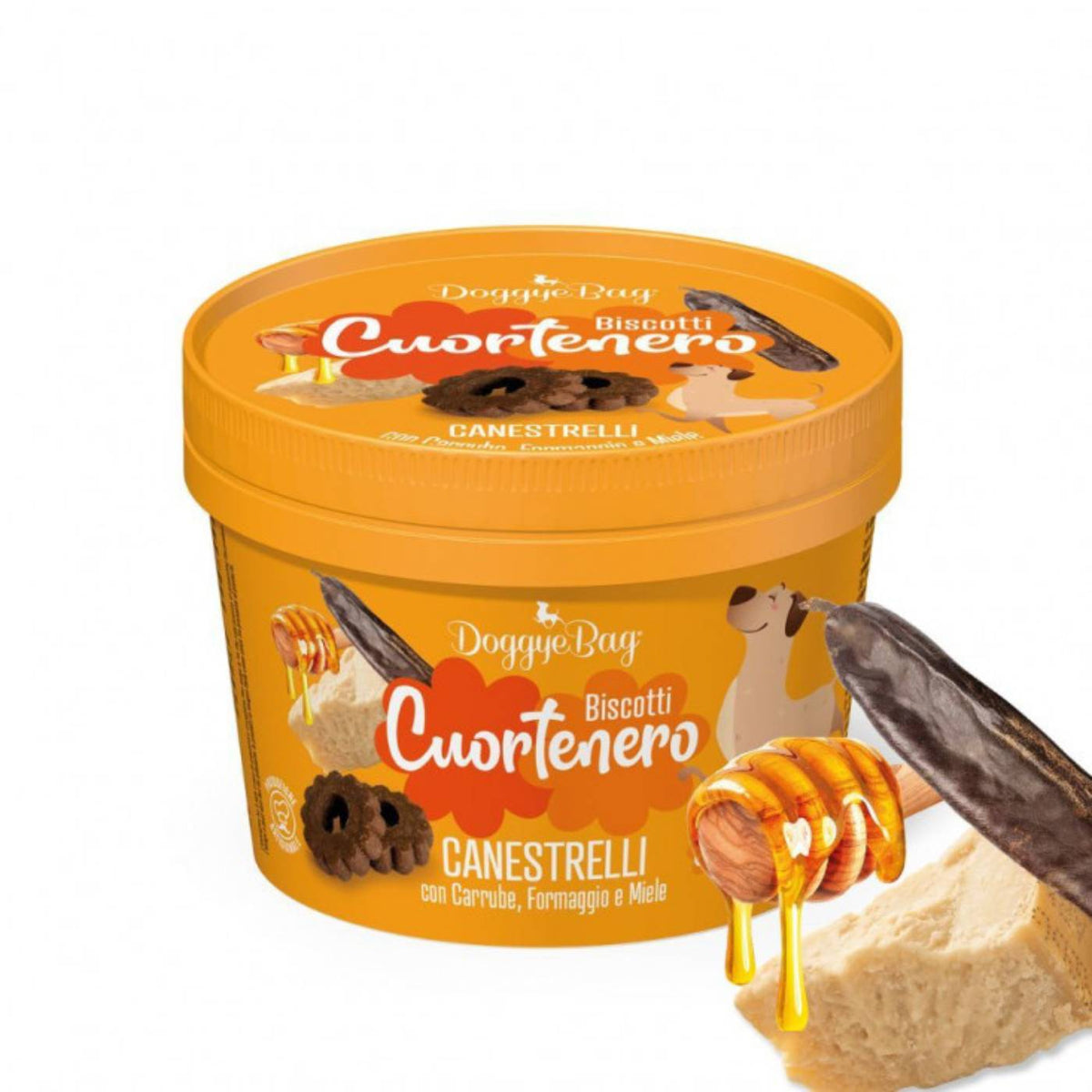DoggyeBag Biscotti Cuortenero Canestrelli con Formaggio Carrube e Miele per Cani 150 g