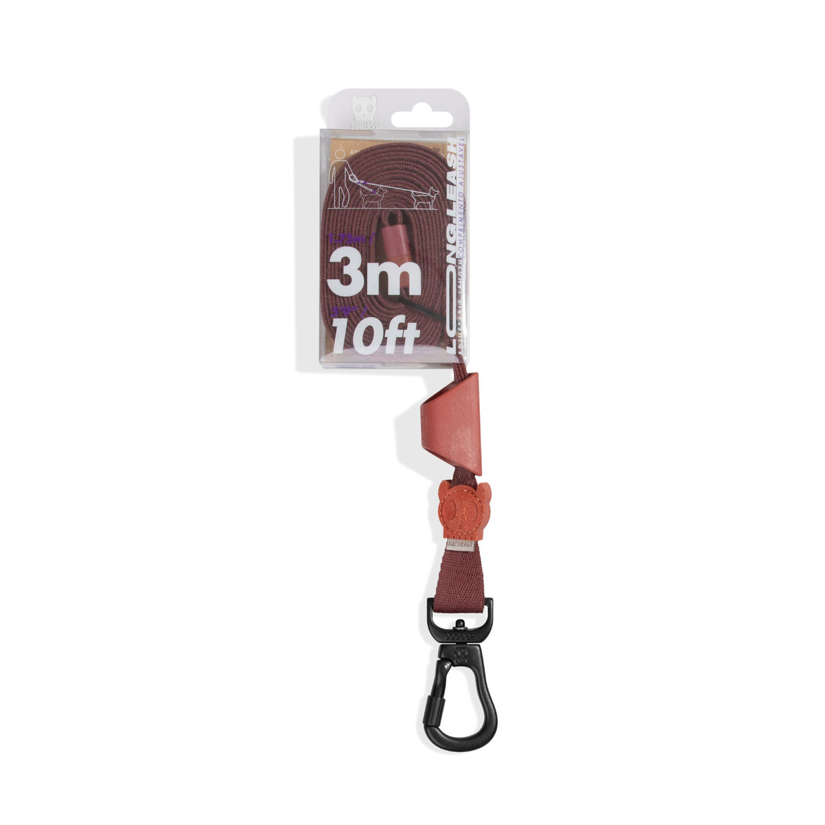Zee.Dog Guinzaglio per Cani Allungabile Long Leash Cocoa Linea Naturals - Regolabile fino a 3 metri