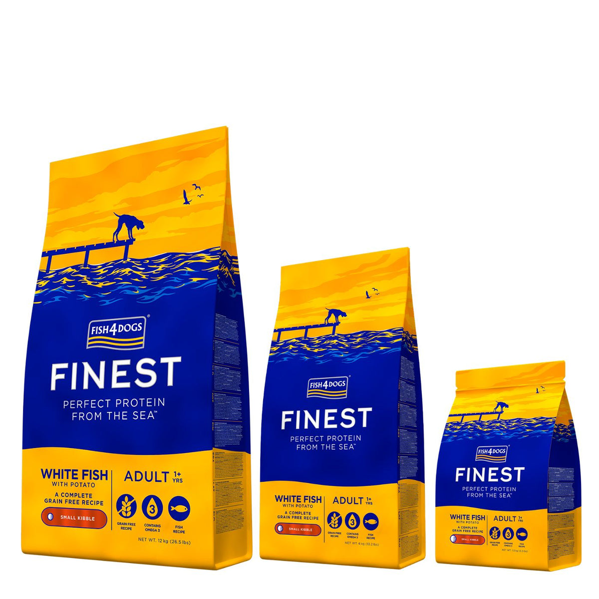Fish4Dogs Finest Adult SMALL Ocean White Pesce Bianco per Cani Adulti