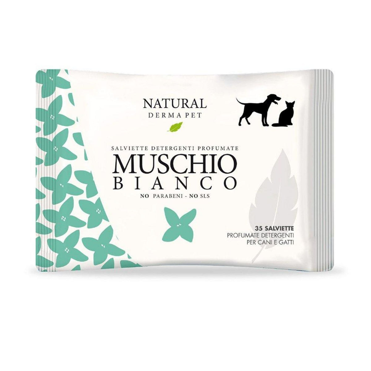 Natural Derma Pet by Derbe Salviette Detergenti per Cani Gatti e Cuccioli Muschio Bianco