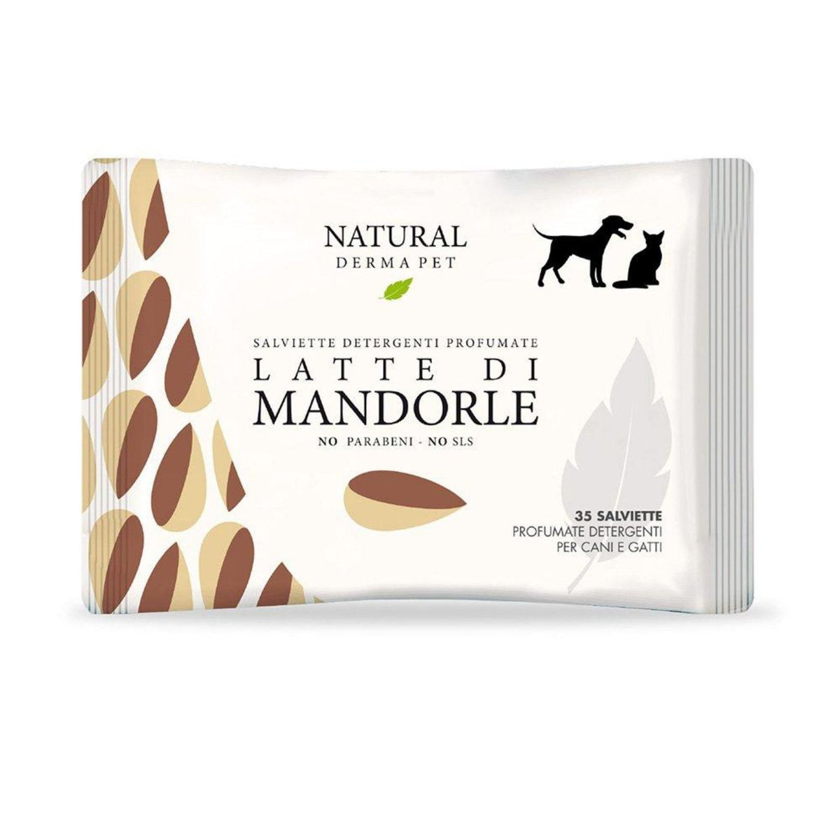 Natural Derma Pet by Derbe Salviette Detergenti per Cani Gatti e Cuccioli Latte di Mandorle 100% Biodegradabili