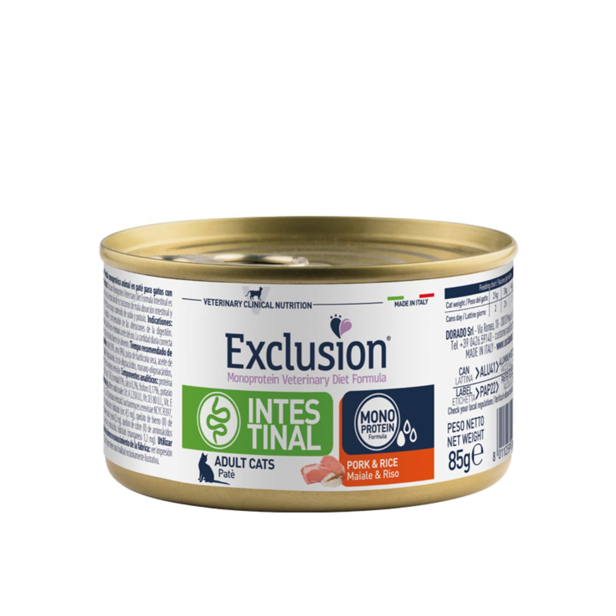 Exclusion Diet Cat Intestinal Maiale e Riso 85gr Alimento Umido Monoproteico per Gatti