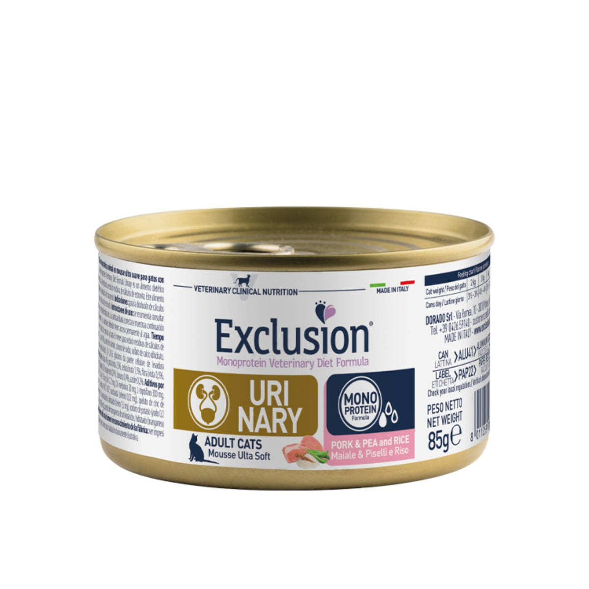 Exclusion Urinary Maiale Piselli e Riso 85 gr per Gatti