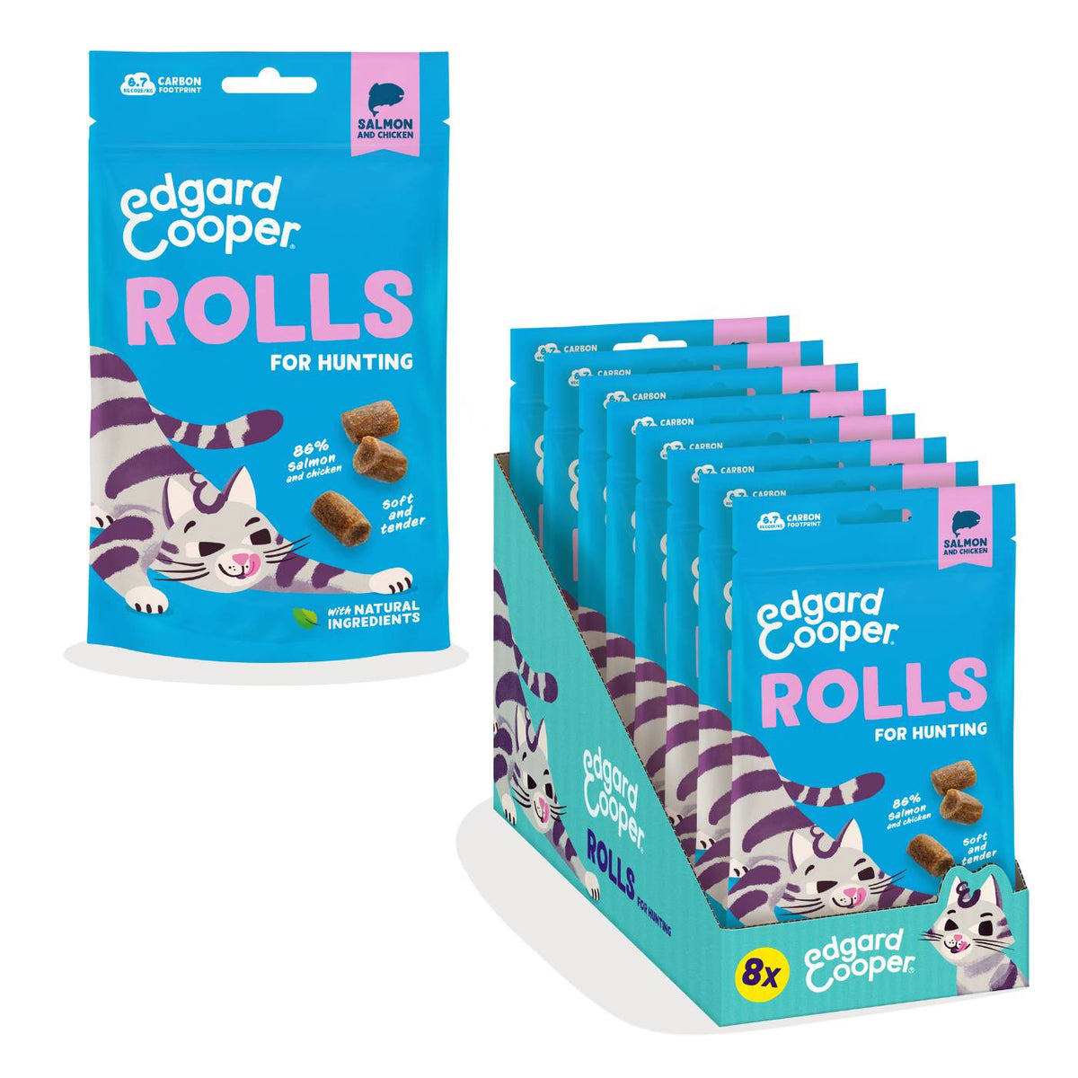 Edgard&Cooper Snack Morbidi per Gatti Rolls al Salmone 45 g