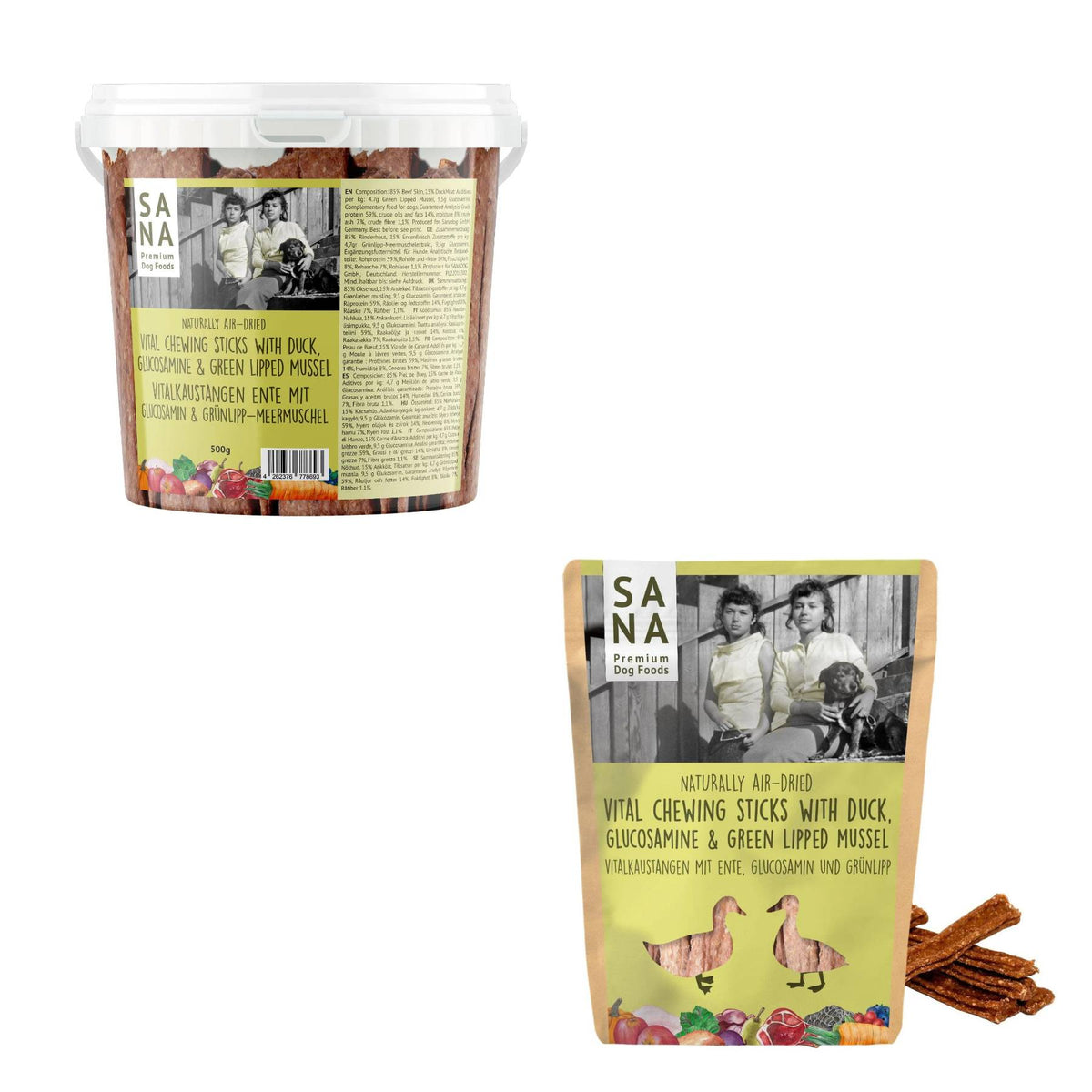 Sanadog Stick di Anatra da Masticare Glucosamina Estratto di Cozze Verdi Snack per Cani