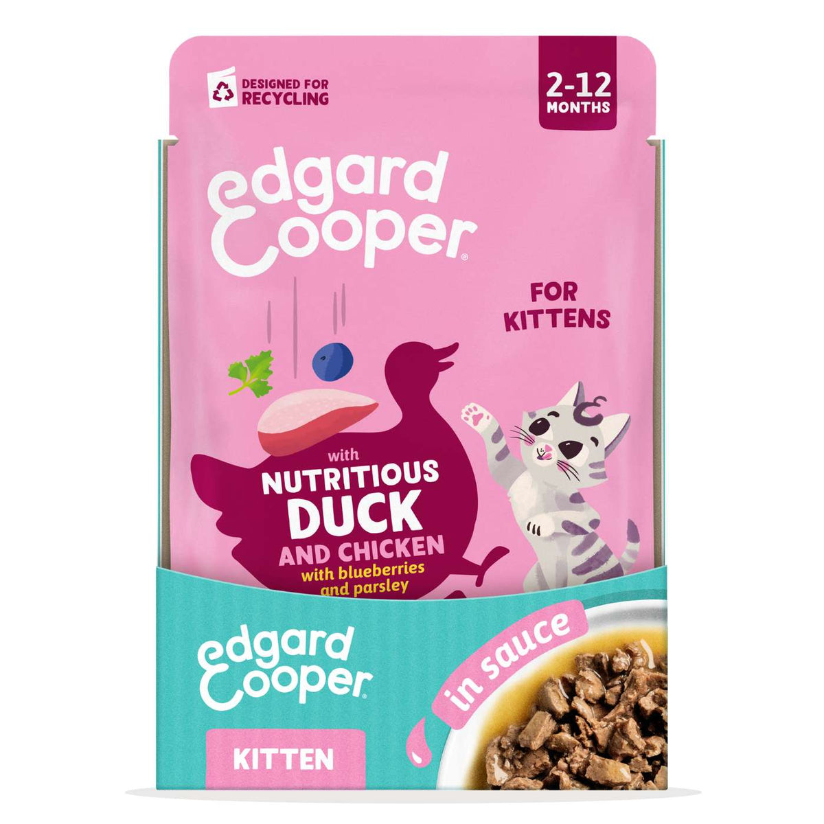Edgard & Cooper Bocconcini in Salsa Anatra e Pollo per Gattini in Bustina 85 g