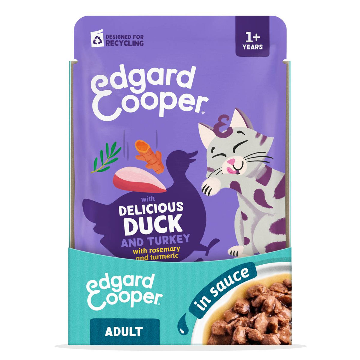 Edgard & Cooper Bocconcini in Salsa Anatra e Tacchino per Gatti Adulti in Bustina 85 g