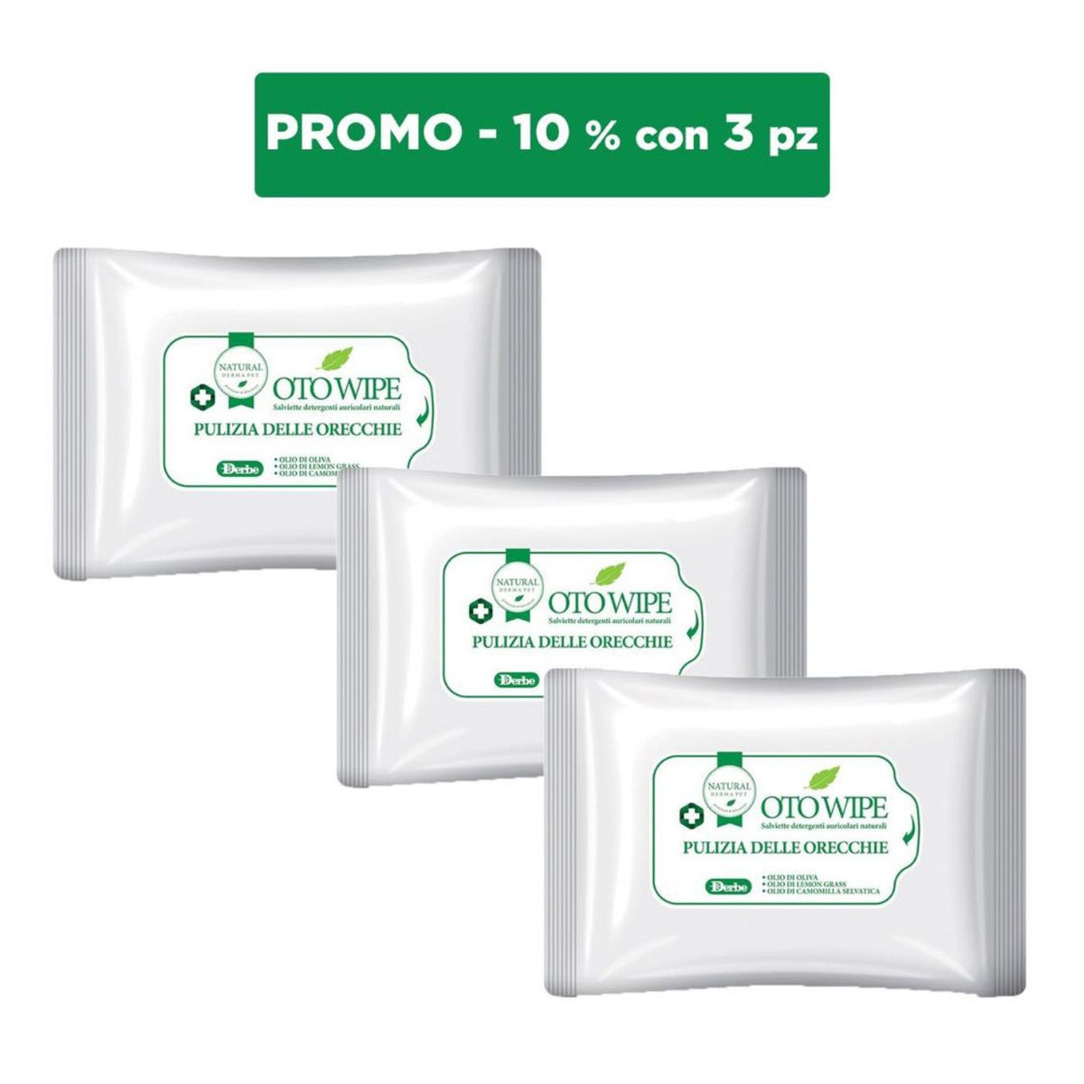 Natural Derma Pet by Derbe Salviette Otowipe Orecchie per Cani e Gatti