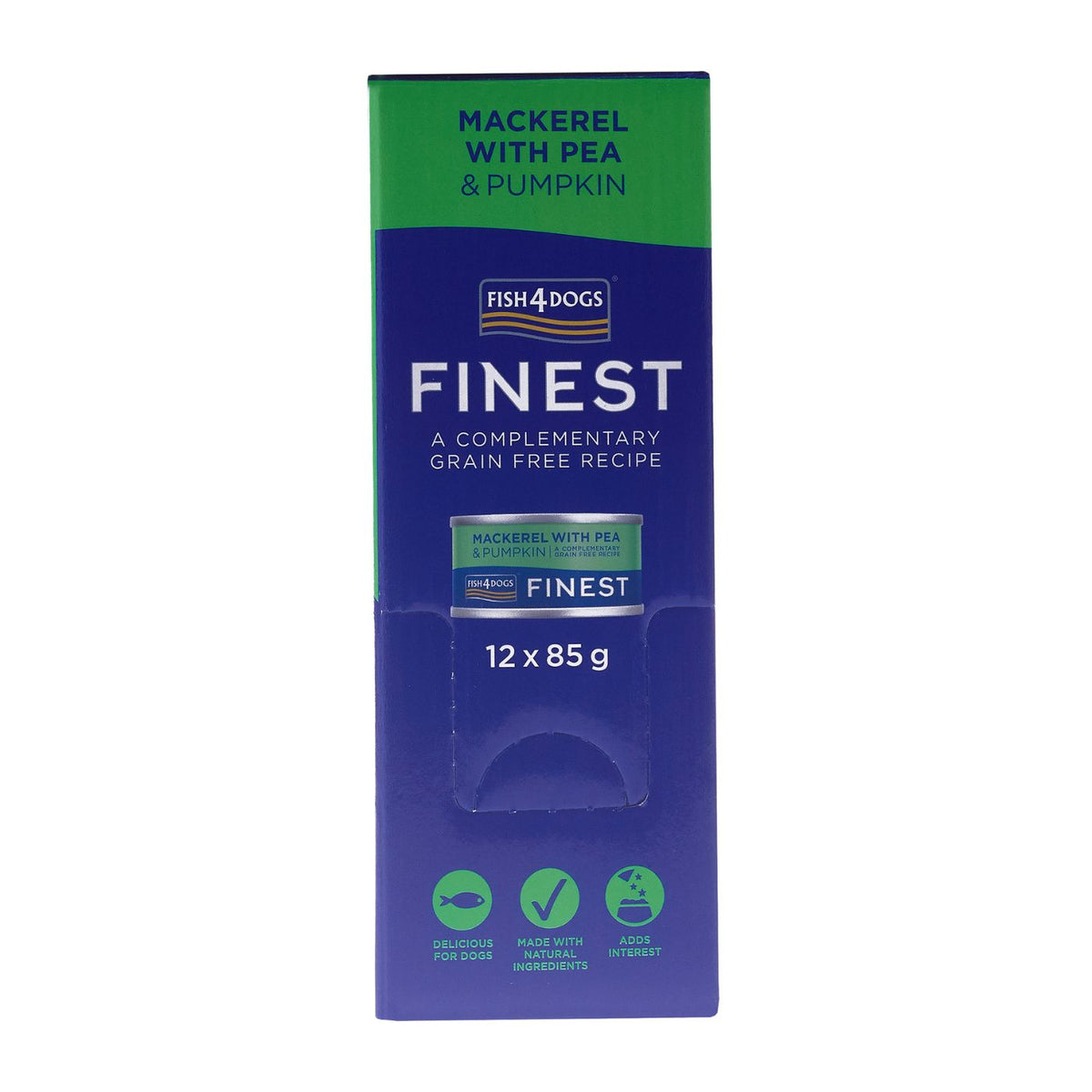 Fish4Dogs Finest Alimento Umido per Cani Sgombro con Zucca e Piselli 85 g