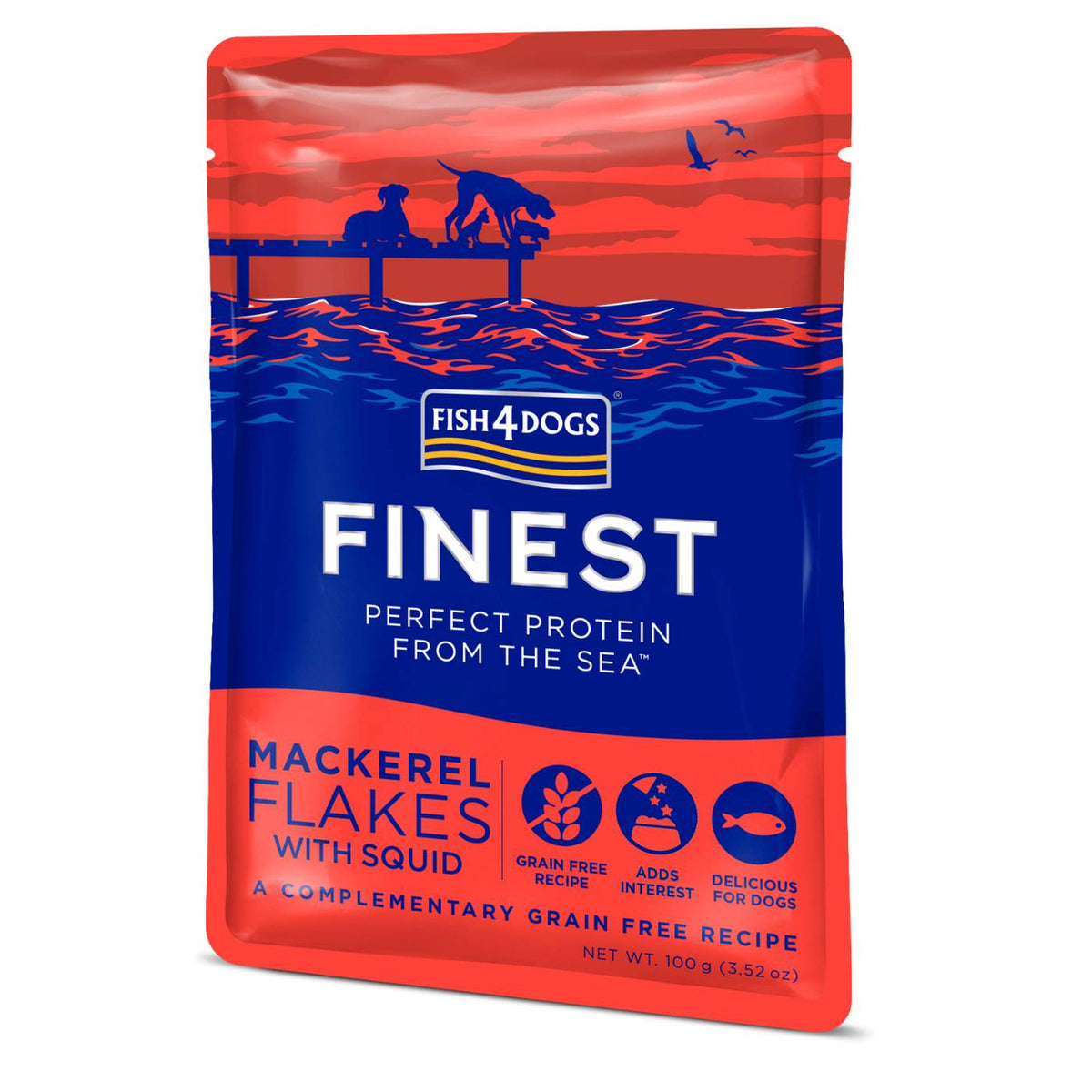 Fish4Dogs Finest Umido per Cani Fiocchi di Sgombro e Calamari 100 g
