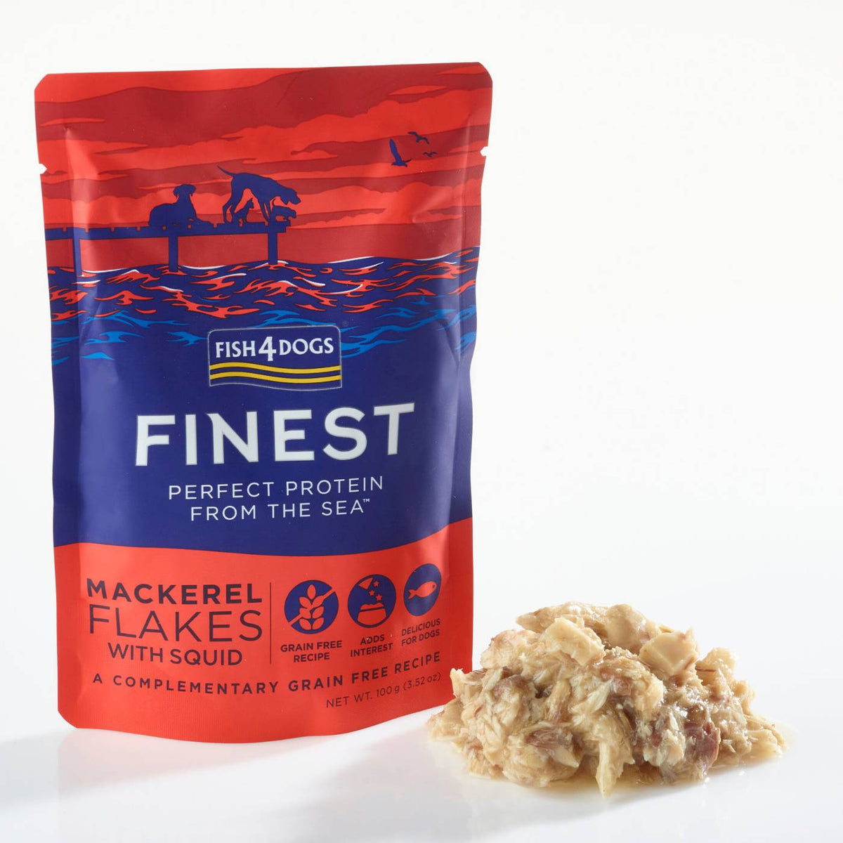 Fish4Dogs Finest Umido per Cani Fiocchi di Sgombro e Calamari 100 g