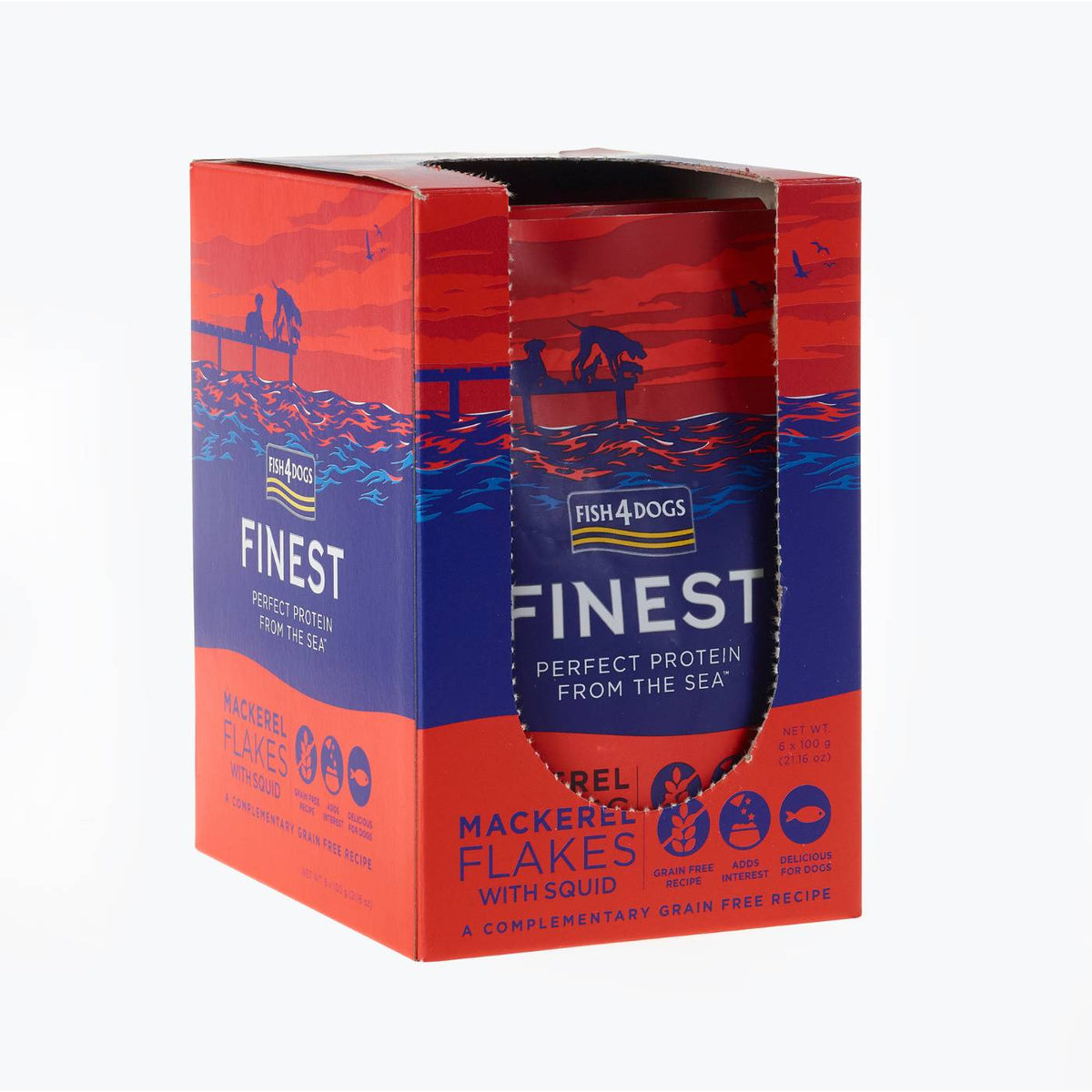Fish4Dogs Finest Umido per Cani Fiocchi di Sgombro e Calamari 100 g
