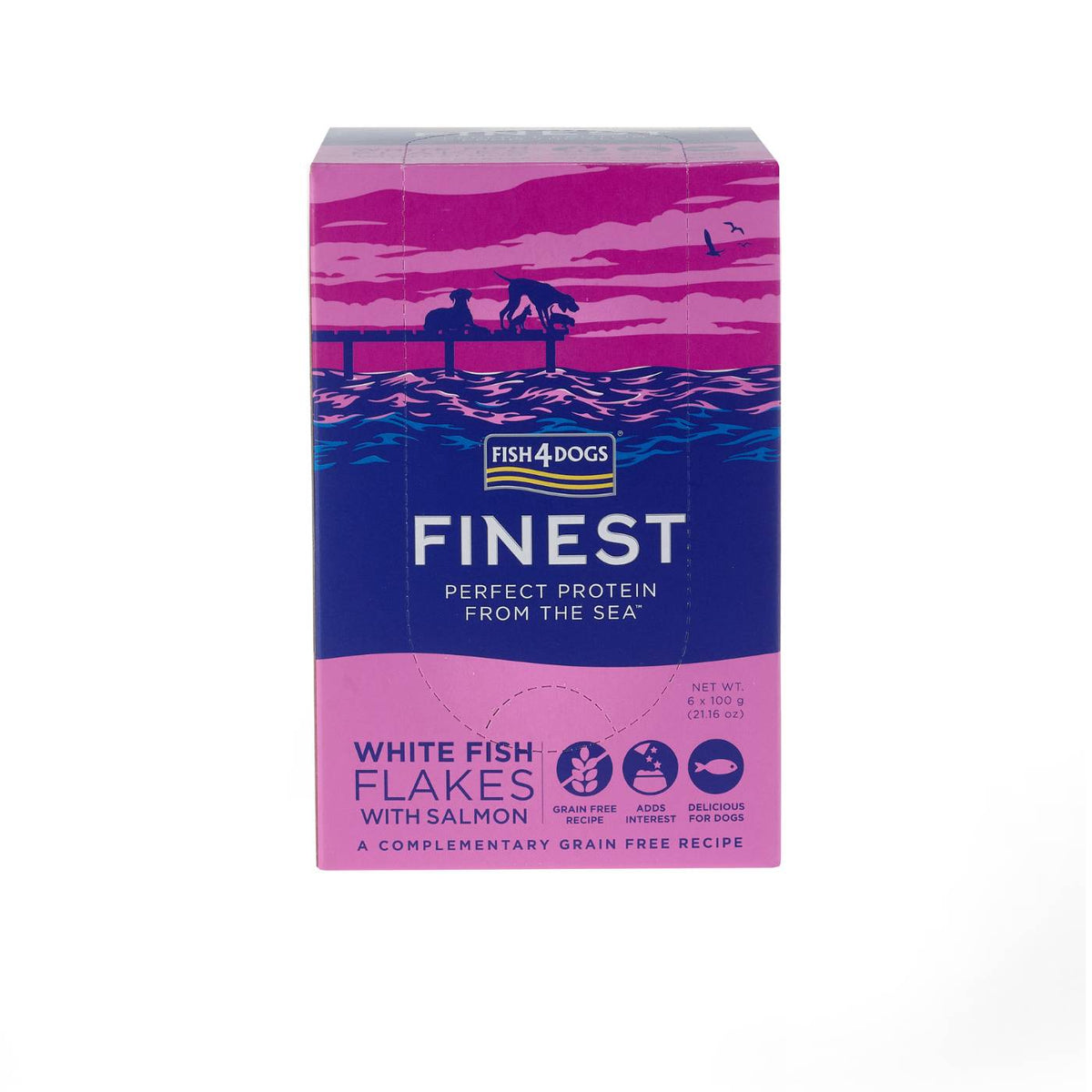 Fish4Dogs Finest Umido per Cani Fiocchi di Pesce Bianco e Salmone 100 g