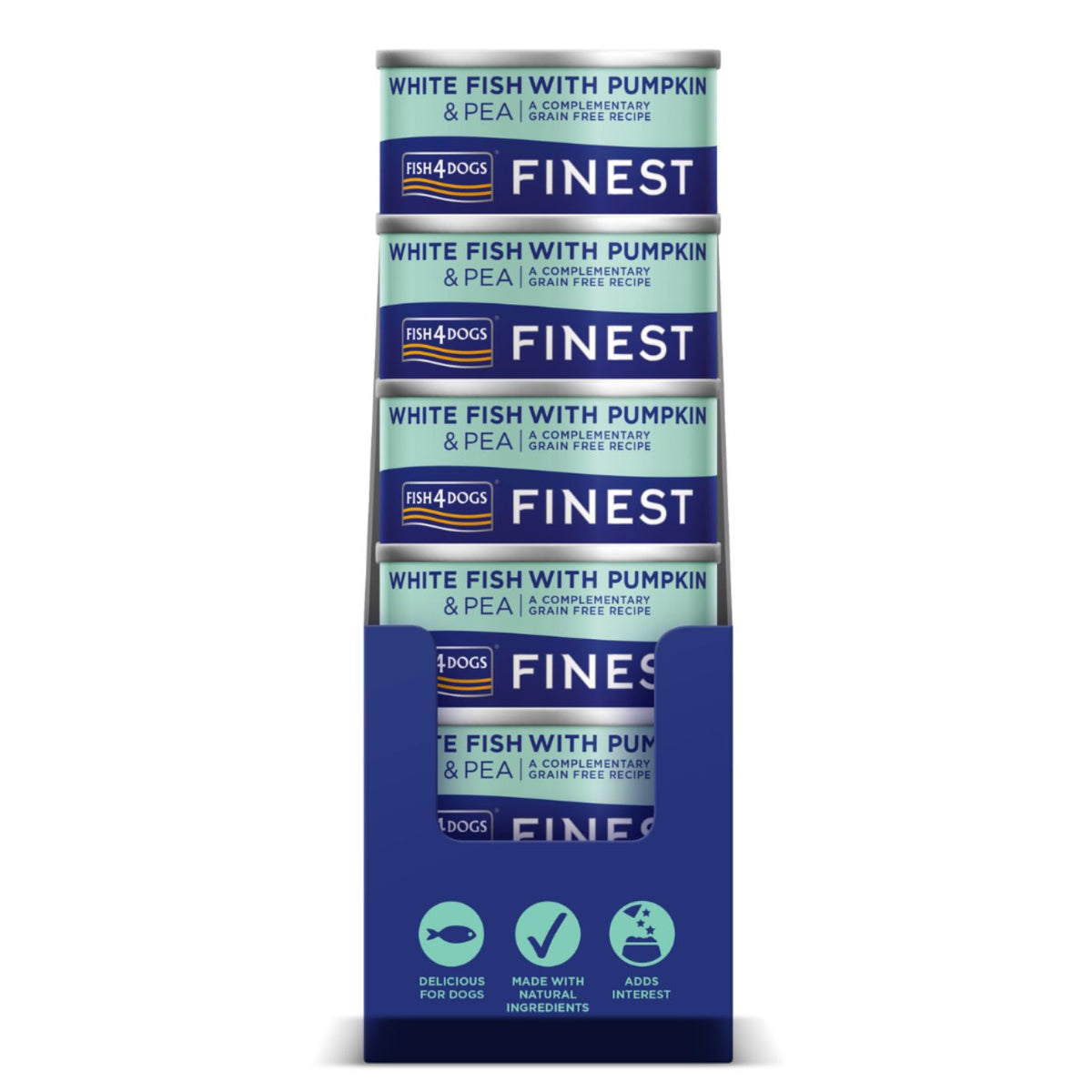 Fish4Dogs Finest Alimento Umido per Cani Pesce Bianco con Zucca e Piselli