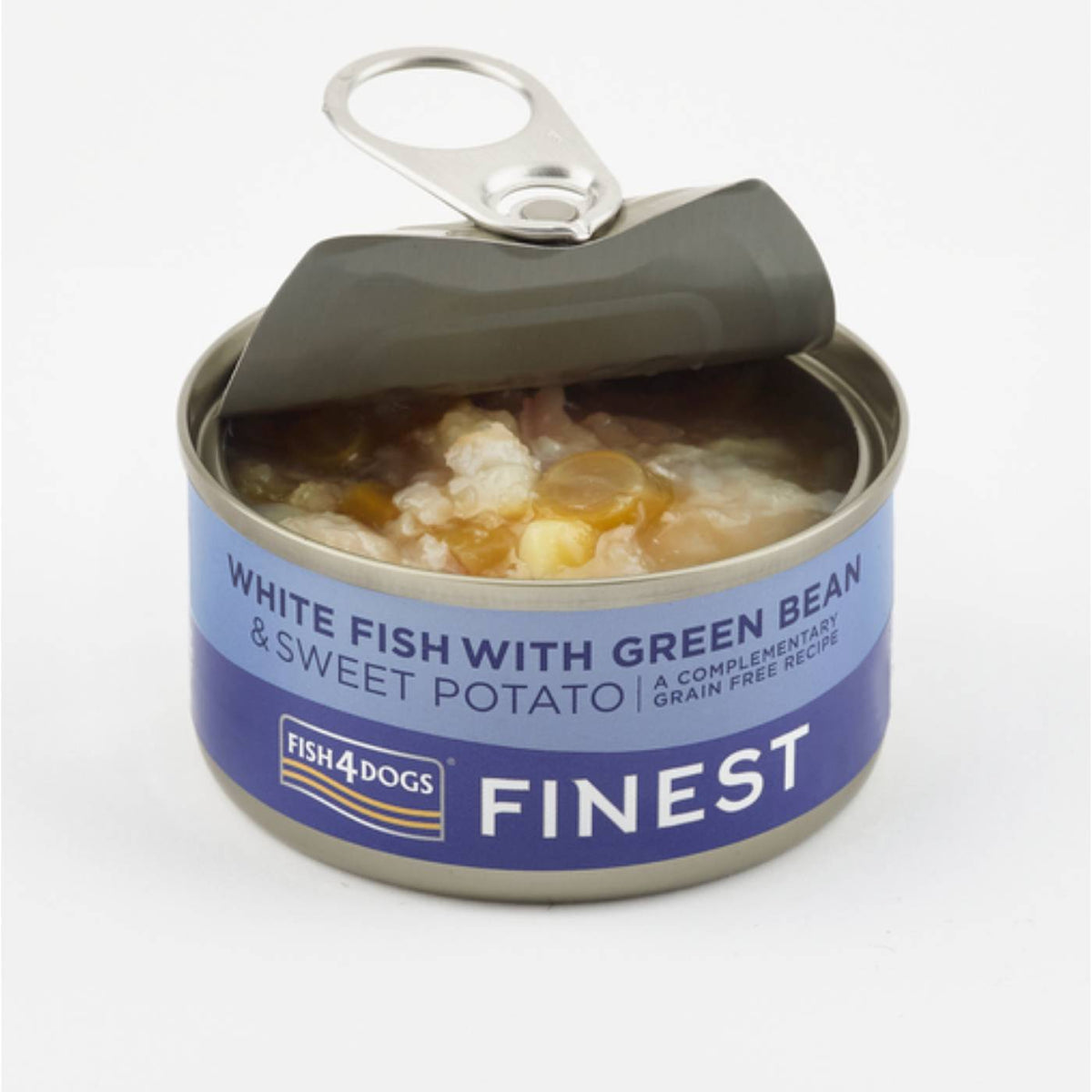 Fish4Dogs Finest Alimento Umido per Cani Pesce Bianco con Patata Dolce e Fagioli Verdi 85 g