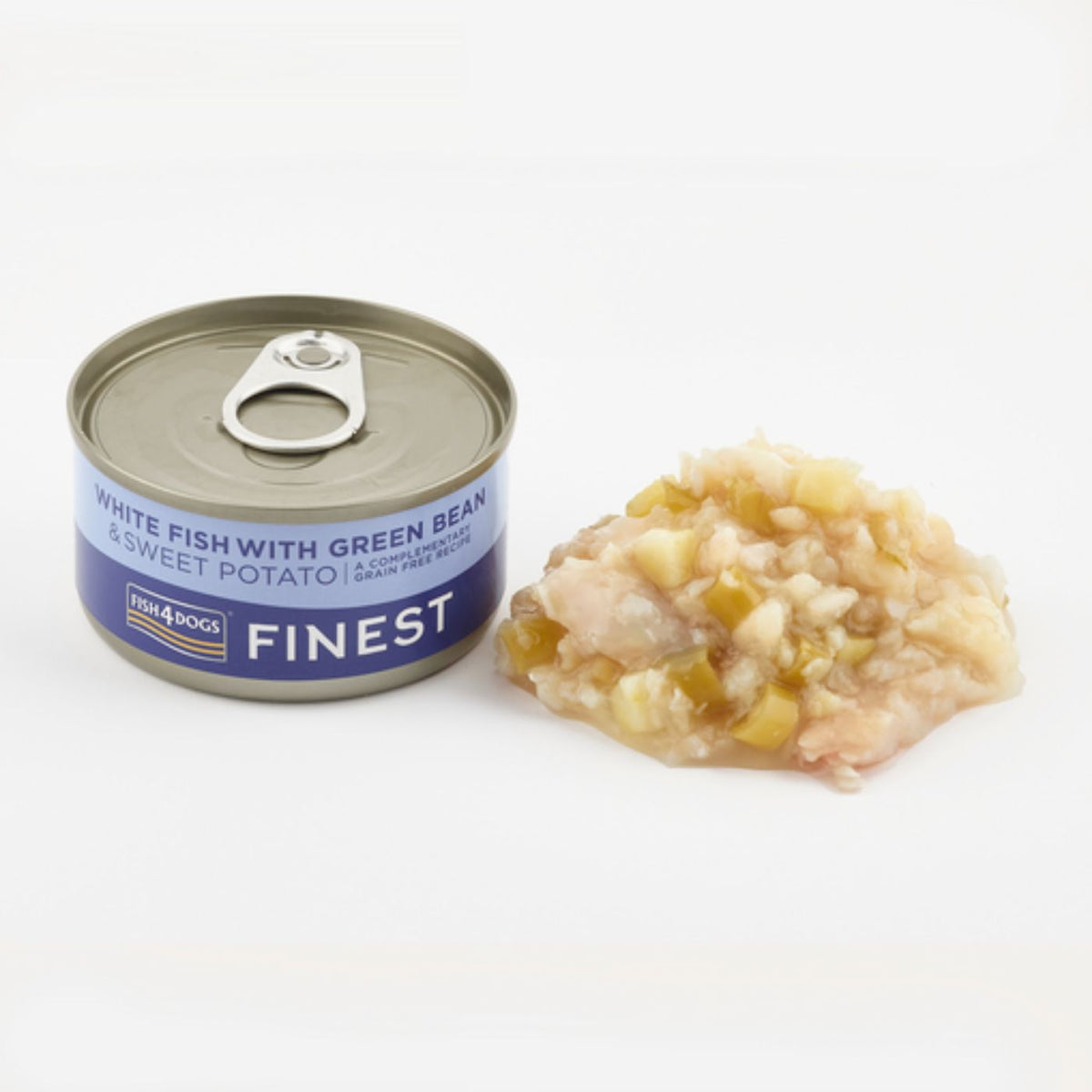 Fish4Dogs Finest Alimento Umido per Cani Pesce Bianco con Patata Dolce e Fagioli Verdi 85 g