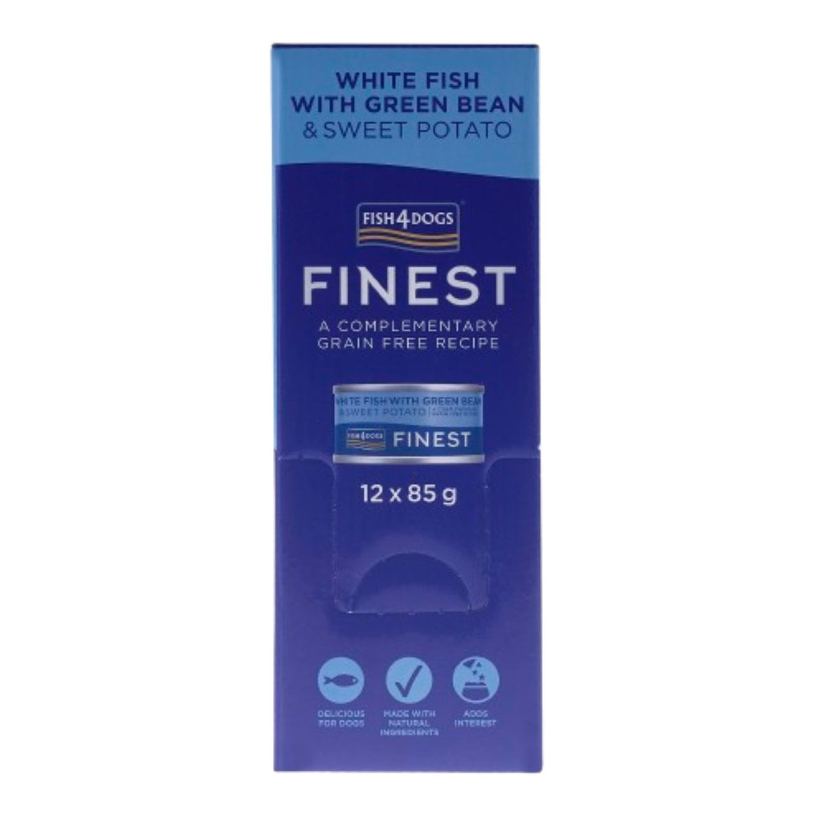Fish4Dogs Finest Alimento Umido per Cani Pesce Bianco con Patata Dolce e Fagioli Verdi 85 g