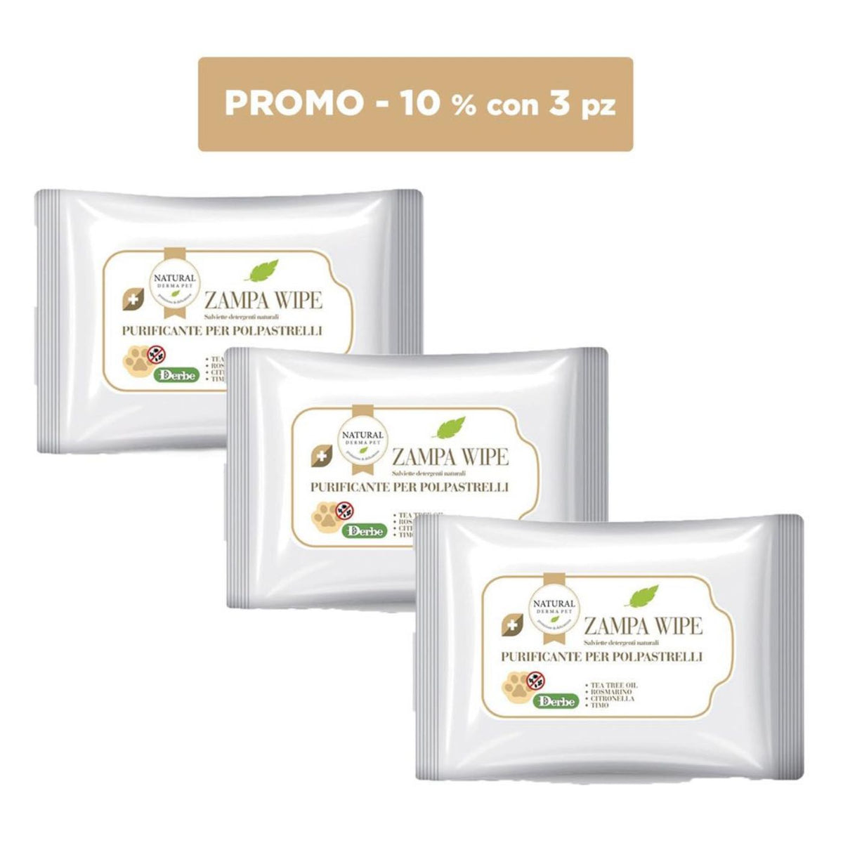 Natural Derma Pet by Derbe Salviette Zampawipe per Cani e Gatti