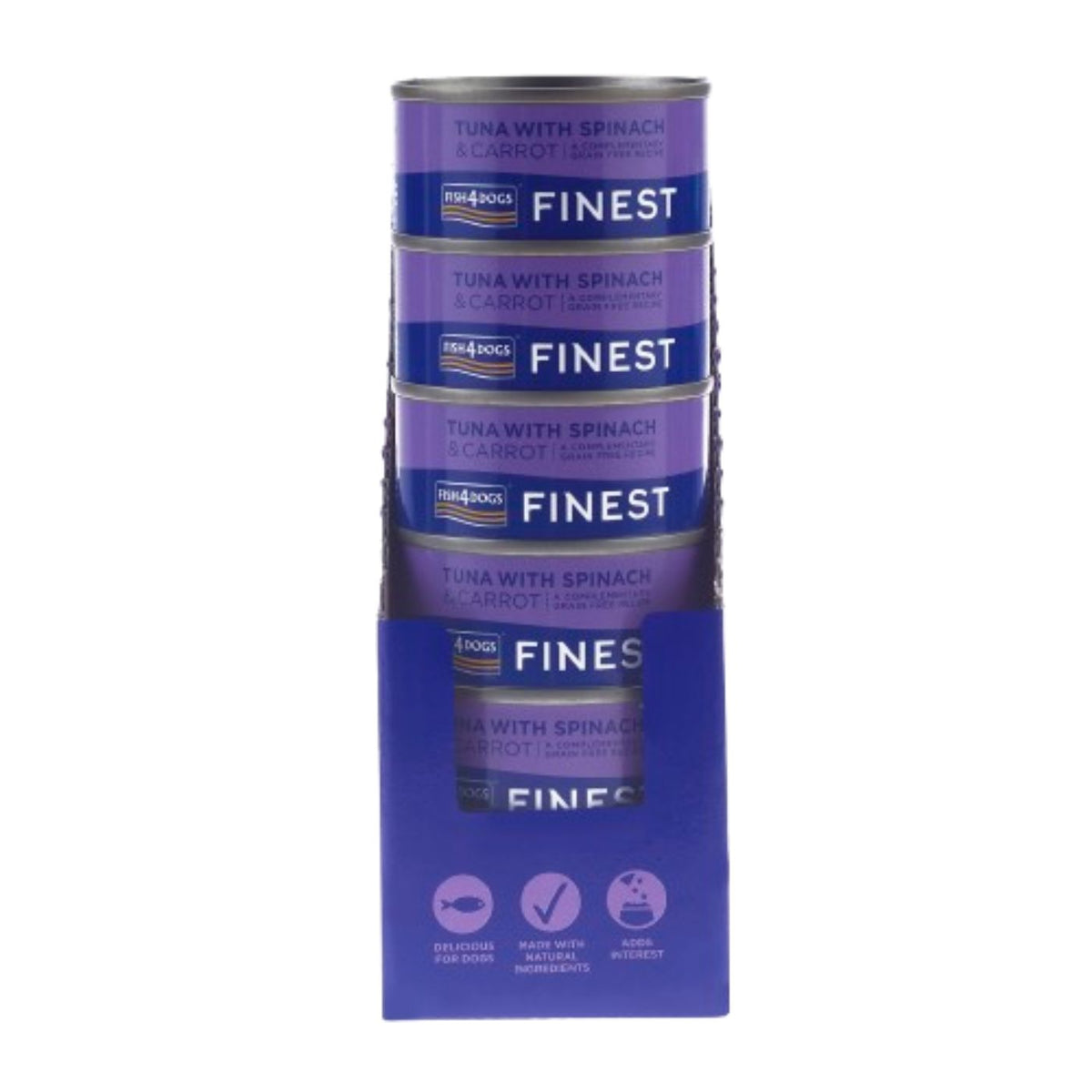Fish4Dogs Finest Alimento Umido per Cani Tonno con Carote e Spinaci 85 g