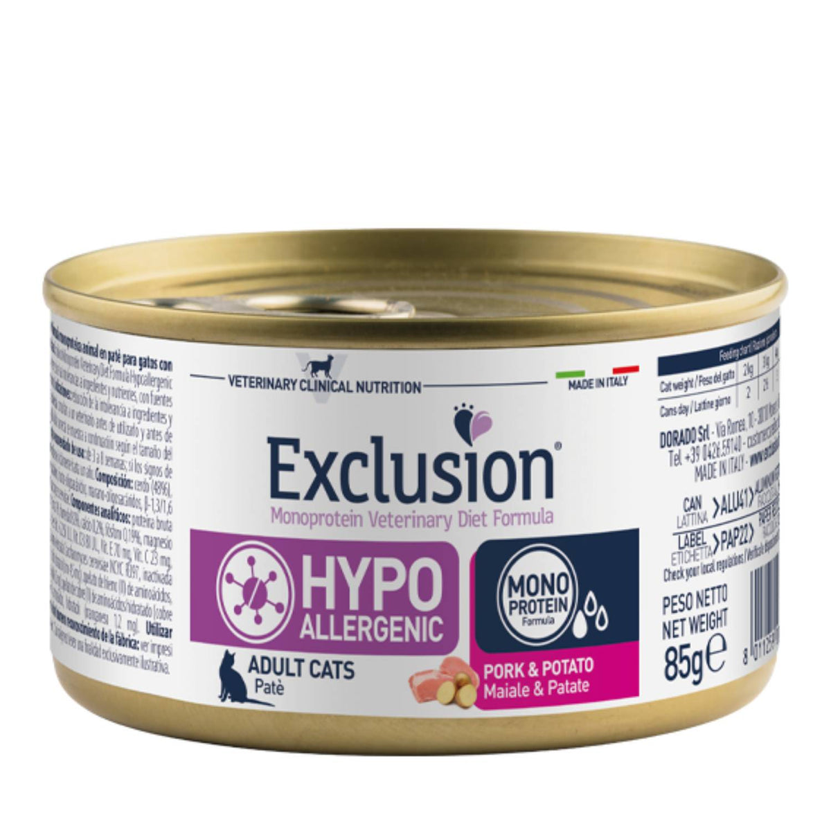 Exclusion Cat Hypoallergenico Maiale e Patate Alimento Umido per Gatti Adulti 85 g