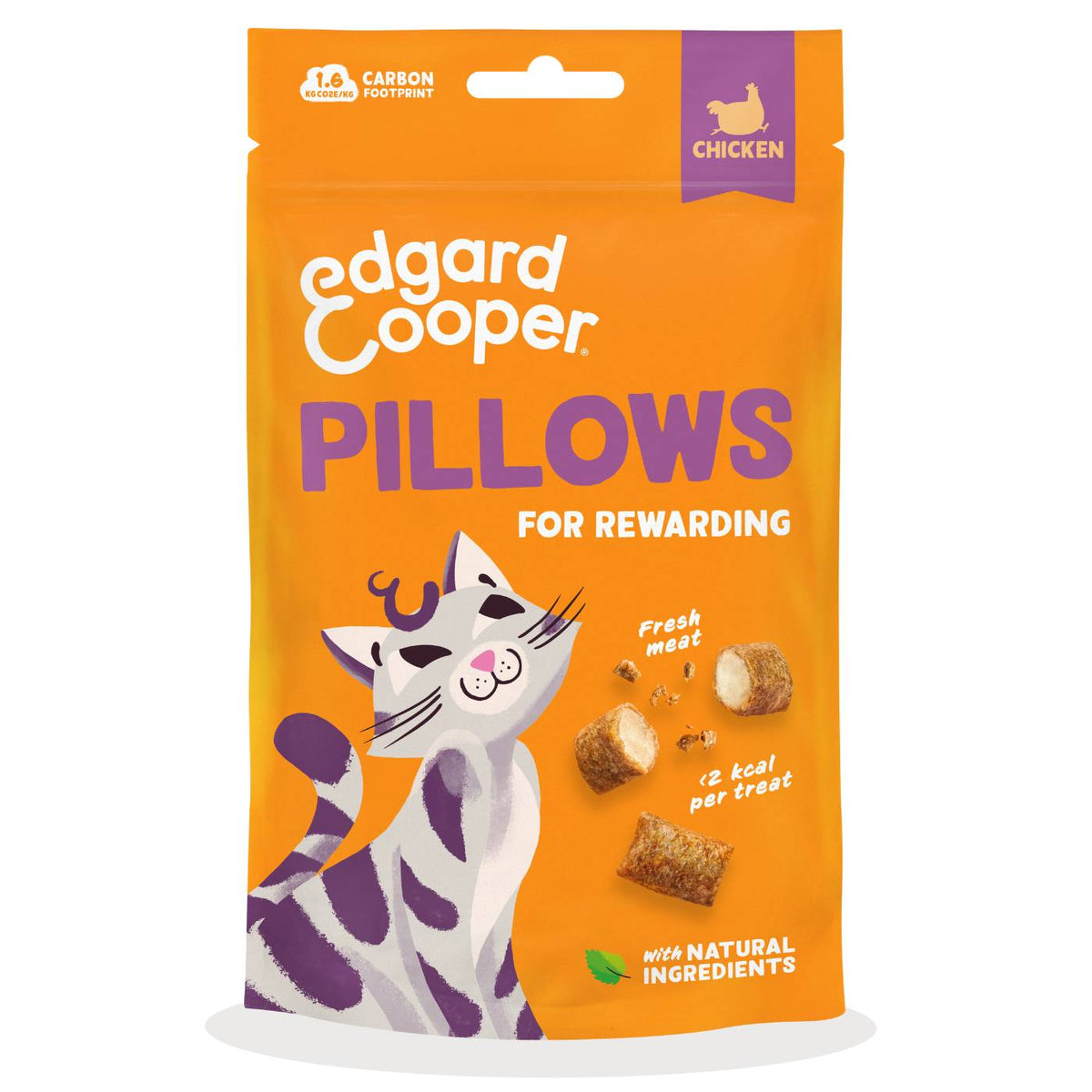 Edgard&Cooper Snack per Gatti Pillows Fagottini Ripieni al Pollo 60 g
