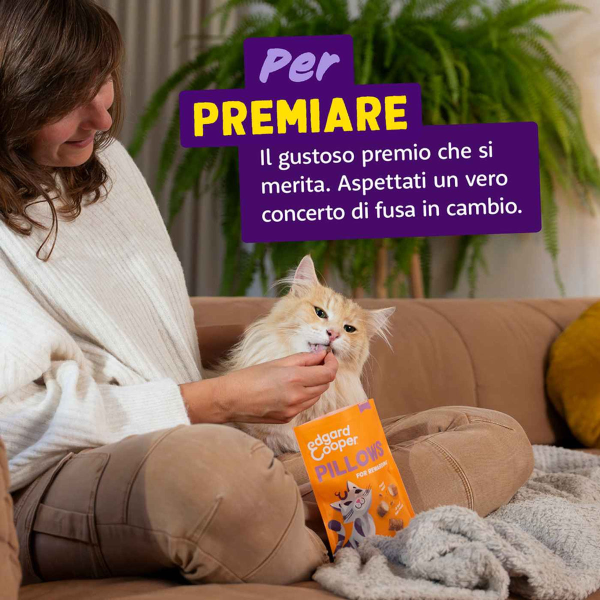 Edgard&Cooper Snack per Gatti Pillows Fagottini Ripieni al Pollo 60 g
