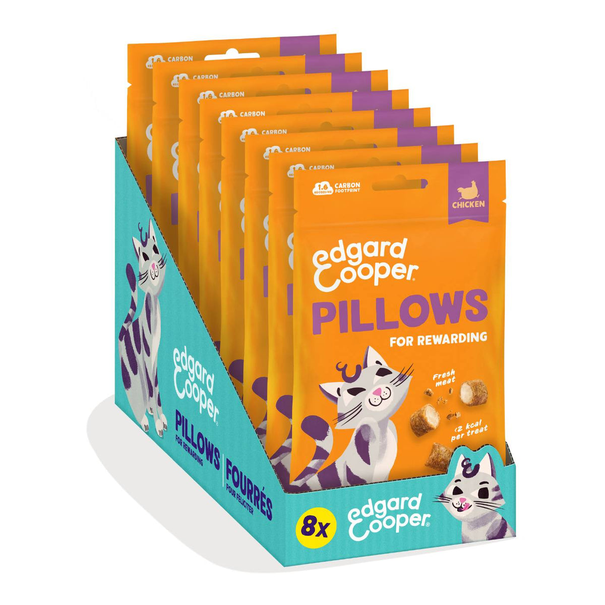 Edgard&Cooper Snack per Gatti Pillows Fagottini Ripieni al Pollo 60 g