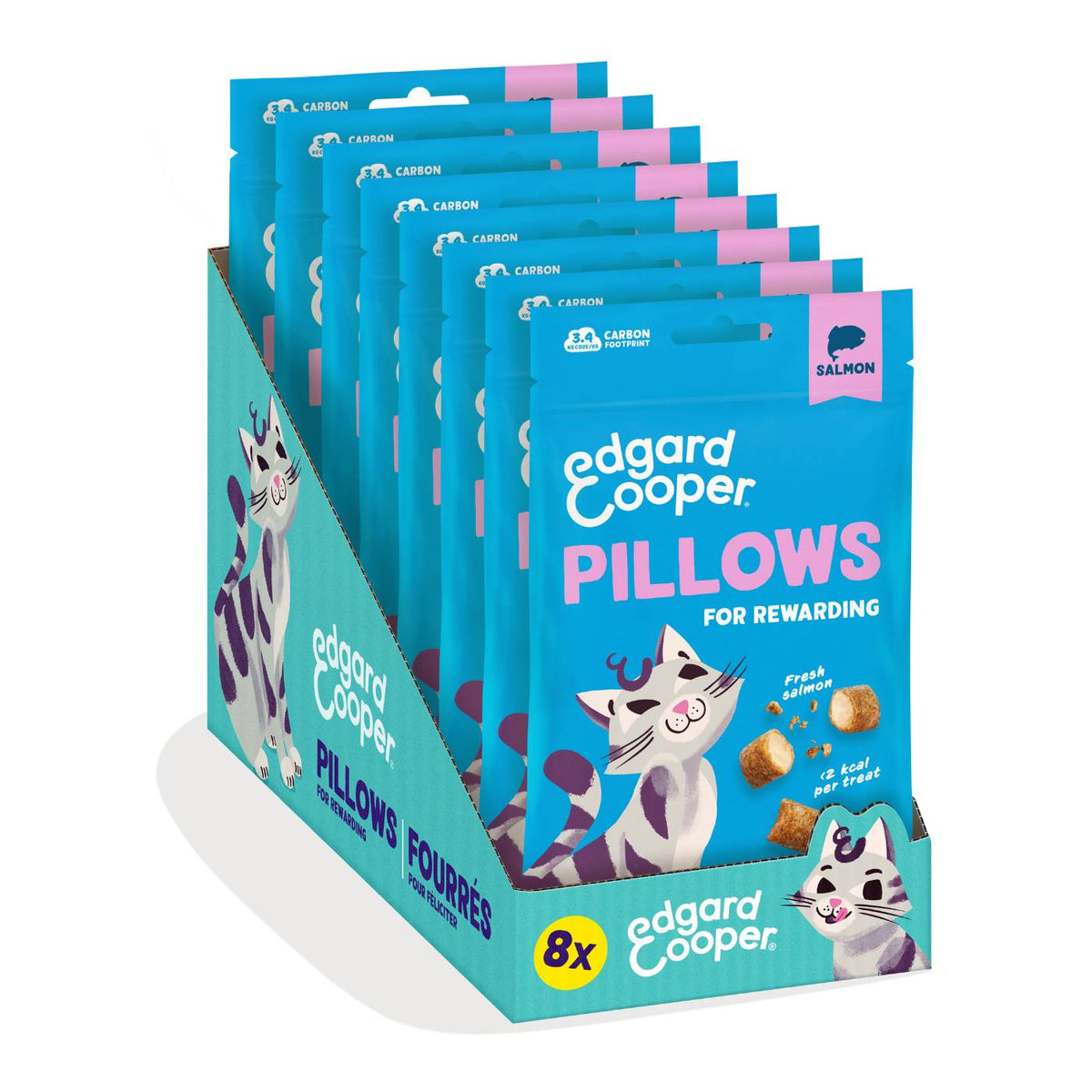 Edgard&Cooper Snack per Gatti Pillows Fagottini Ripieni al Salmone 60 g